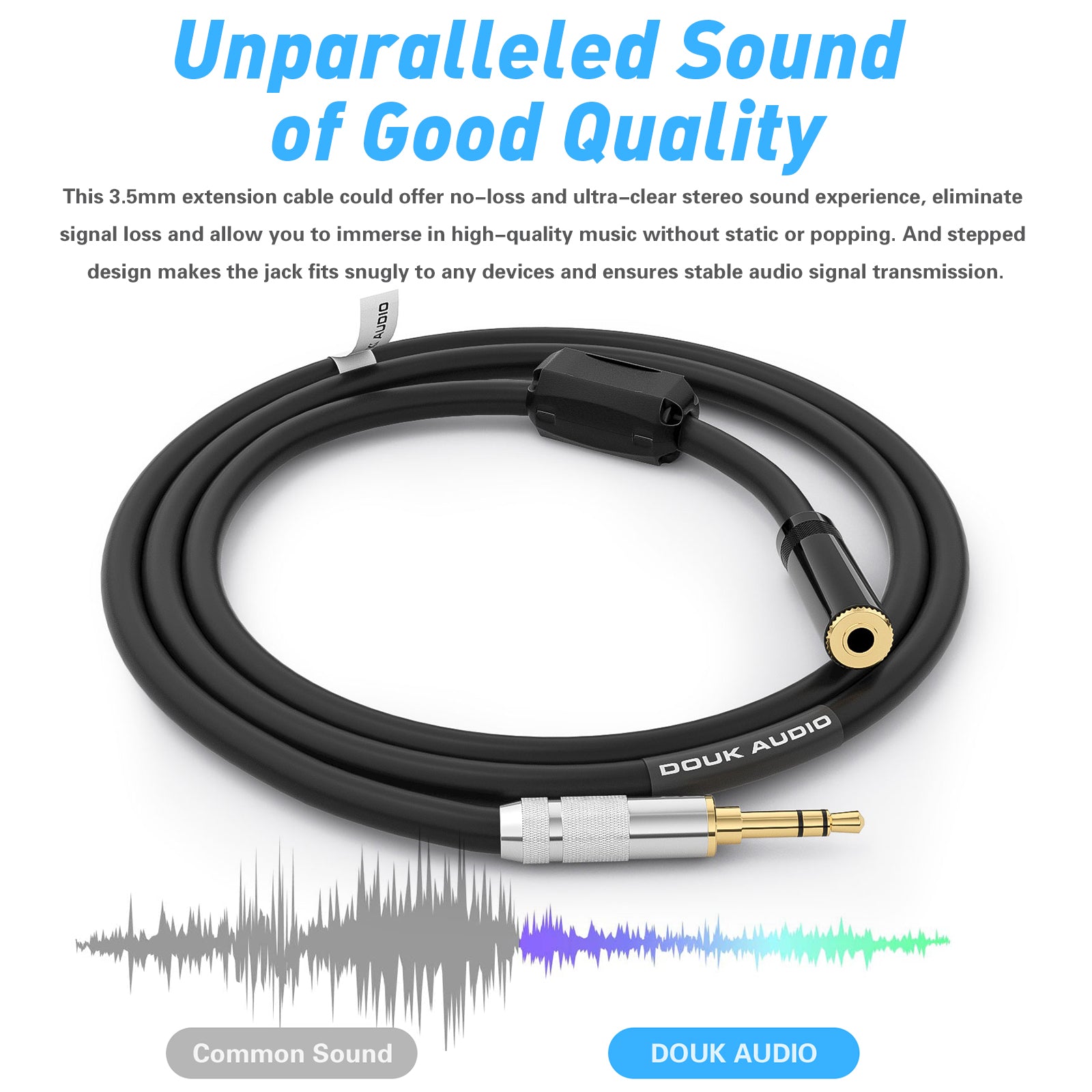 Douk Audio HiFi 3.5mm Stereo Audio Cable Headphone Extension Cord Male to Female Auxiliary