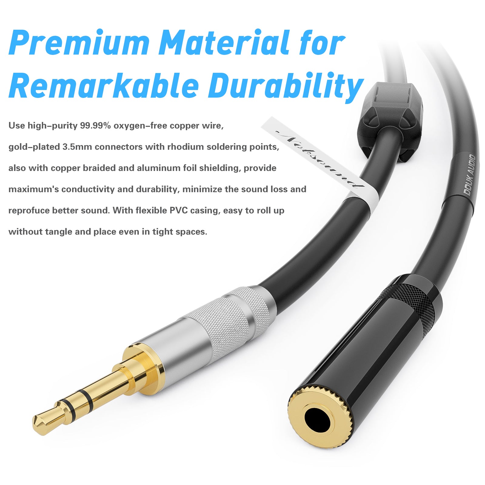 Douk Audio HiFi 3.5mm Stereo Audio Cable Headphone Extension Cord Male to Female Auxiliary