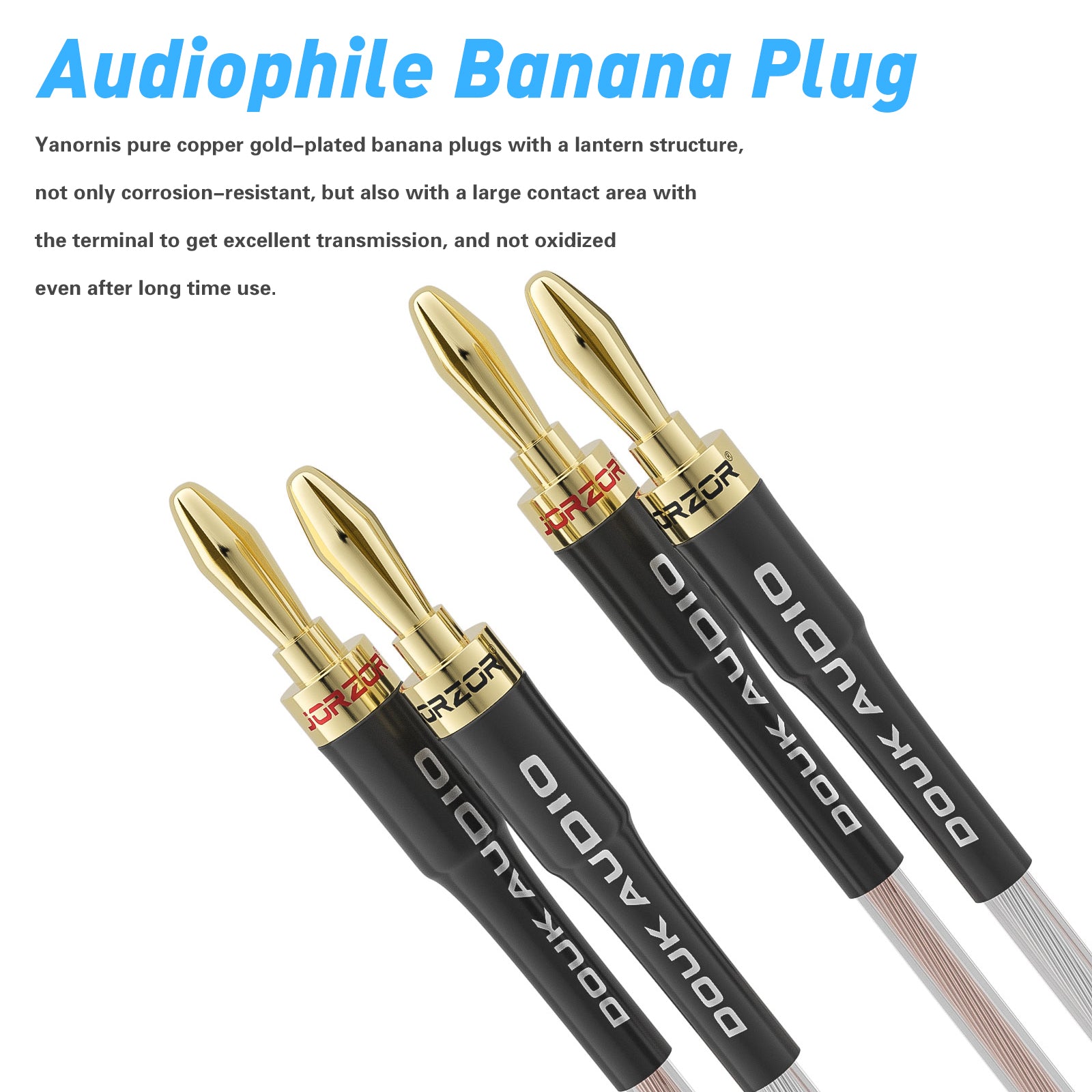 Douk Audio 14AWG OFC Copper Speaker Wire Cable with Gold-Plated Banana Tip Plugs