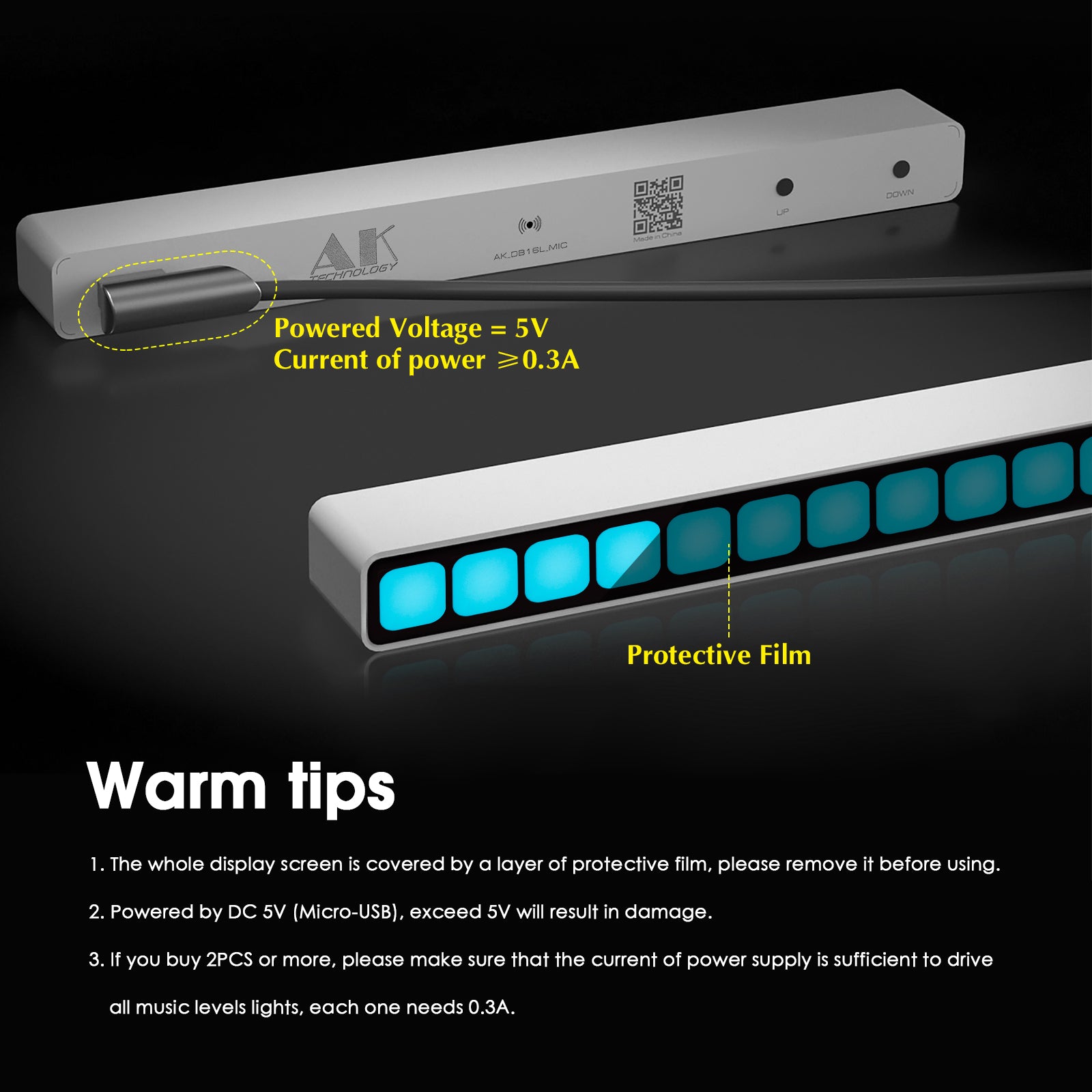Douk Audio 16-Bit MIC Sound Level Meter Music Spectrum Visualizer Analyzer Car Audio Display