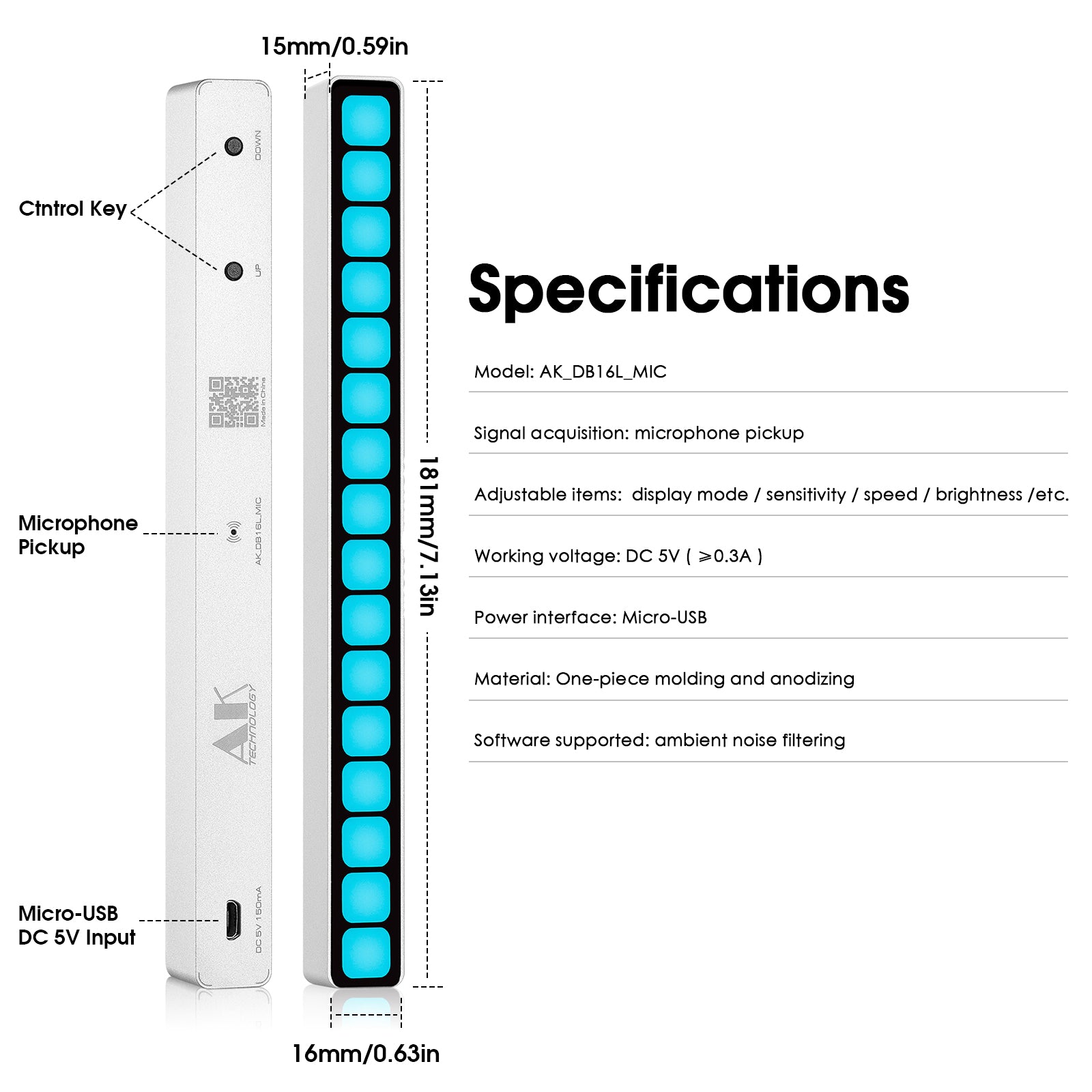 Douk Audio 16-Bit MIC Sound Level Meter Music Spectrum Visualizer Analyzer Car Audio Display