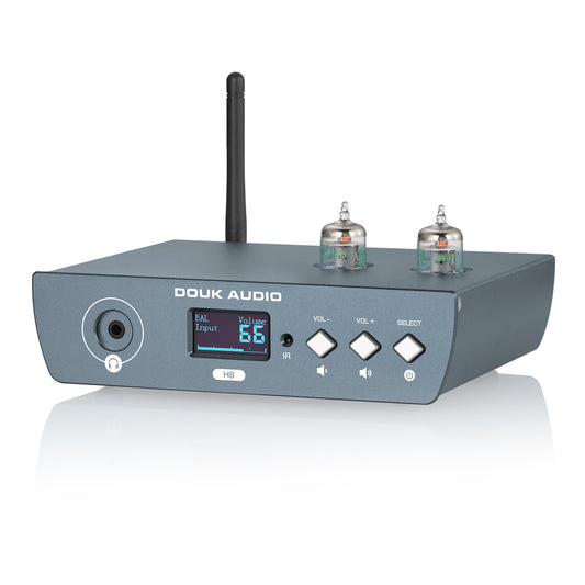 Douk Audio H8 HiFi-Röhren-Bluetooth-Vorverstärker-Empfänger, symmetrischer XLR/RCA-Vorverstärker, Kopfhörerverstärker