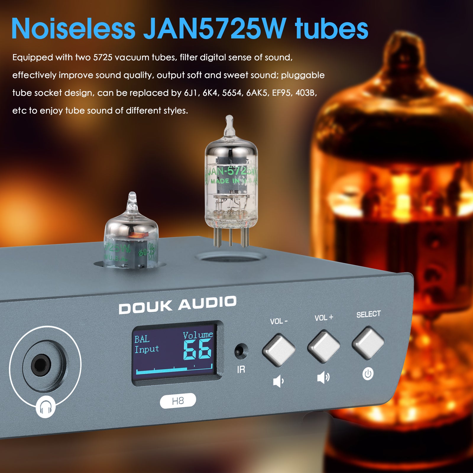 Douk Audio H8 HiFi Tube Bluetooth Preamp Receiver Balanced XLR/RCA Pre-Amplifier Headphone Amp