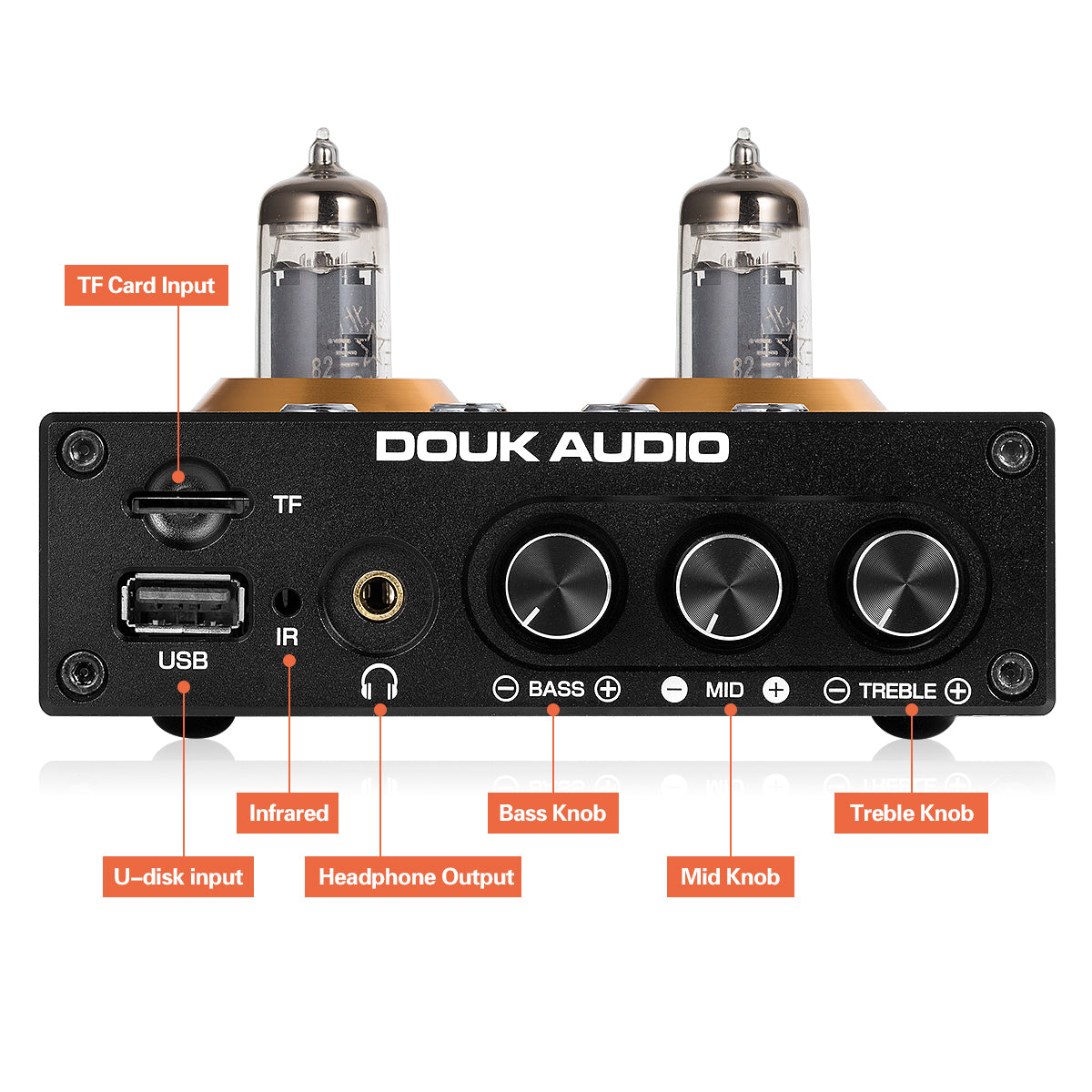 Douk Audio P2 Mini Bluetooth 5.0 Vacuum Tube Preamp USB Player Stereo Headphone Amplifier