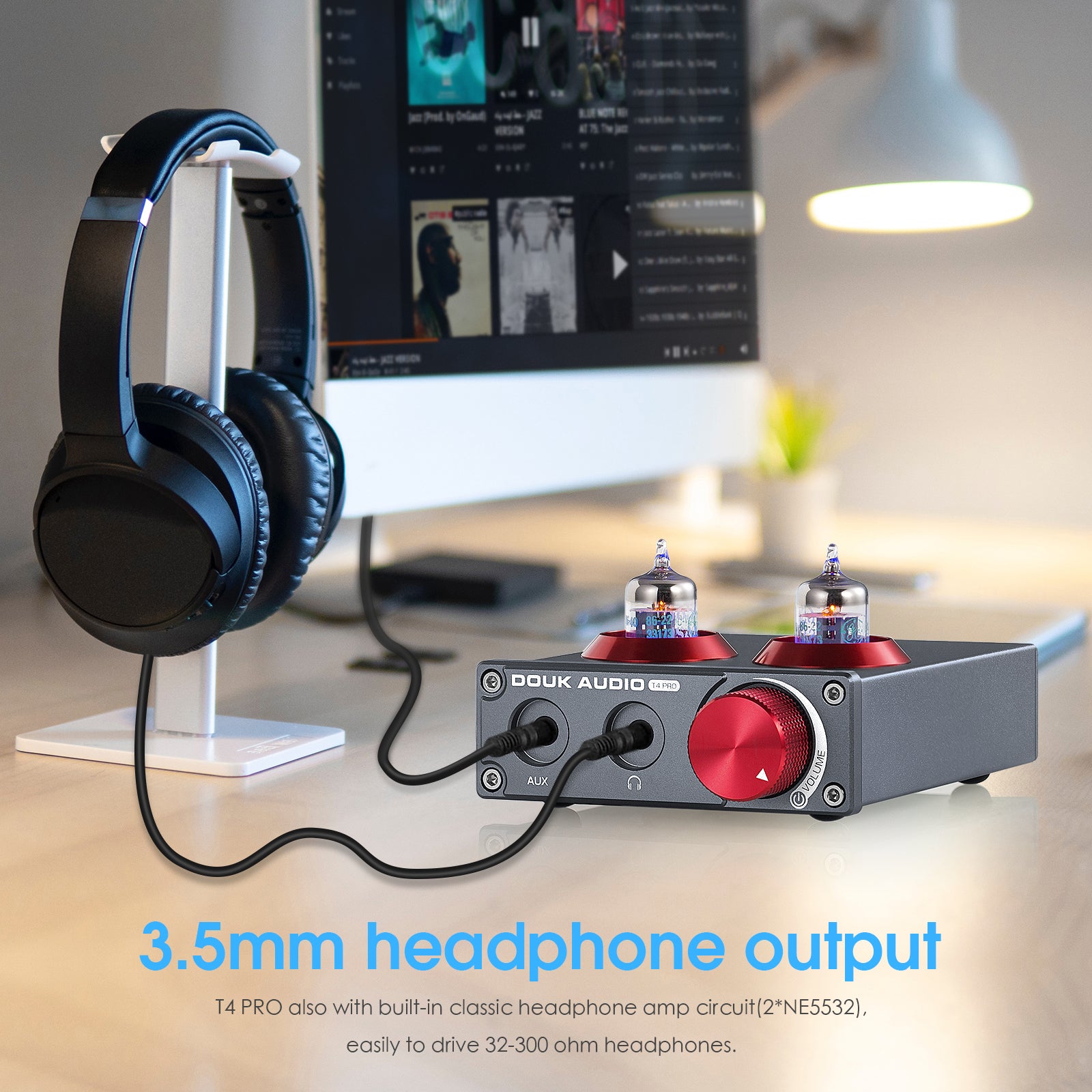 Douk Audio T4 PRO Mini GE5654 Vacuum Tube Phono Preamp Home Stereo Audio Pre-Amplifier Headphone Amp
