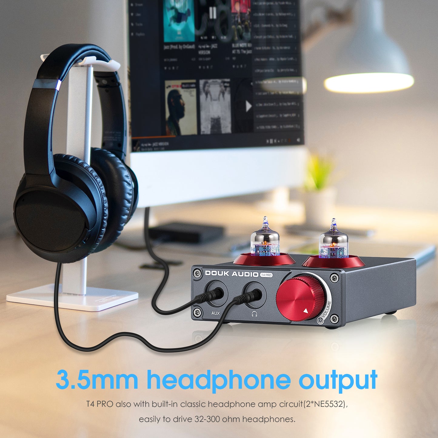 Douk Audio T4 PRO Mini GE5654 Vacuum Tube Phono Preamp Home Stereo Audio Pre-Amplifier Headphone Amp