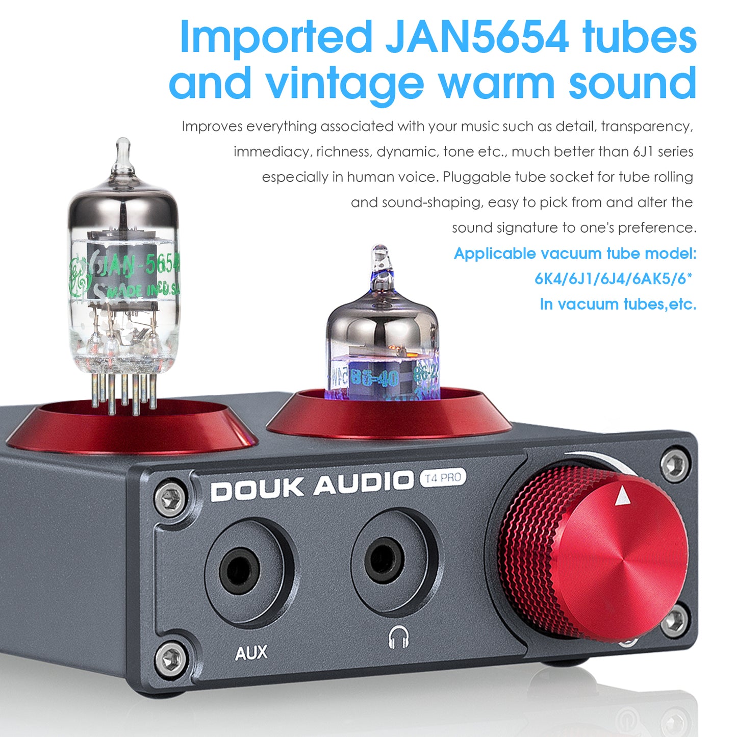 Douk Audio T4 PRO Mini GE5654 Vacuum Tube Phono Preamp Home Stereo Audio Pre-Amplifier Headphone Amp
