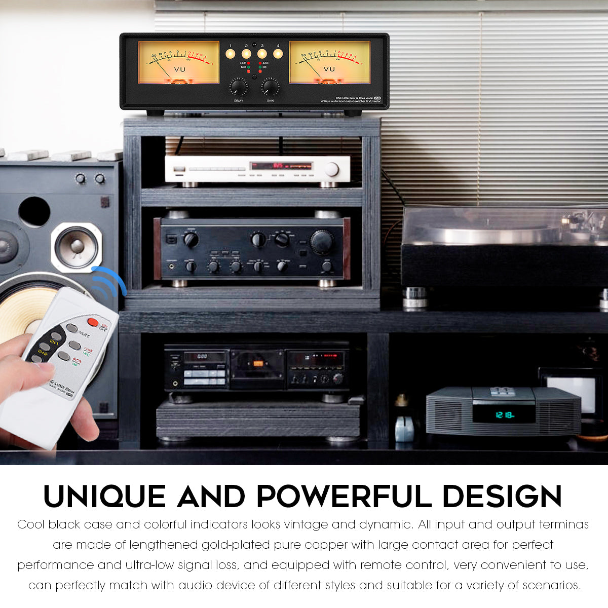 Douk Audio VU2 MIC+LINE Dual Analog VU Meter Stereo RCA Audio Splitter Switcher Box Audio Spectrum Display