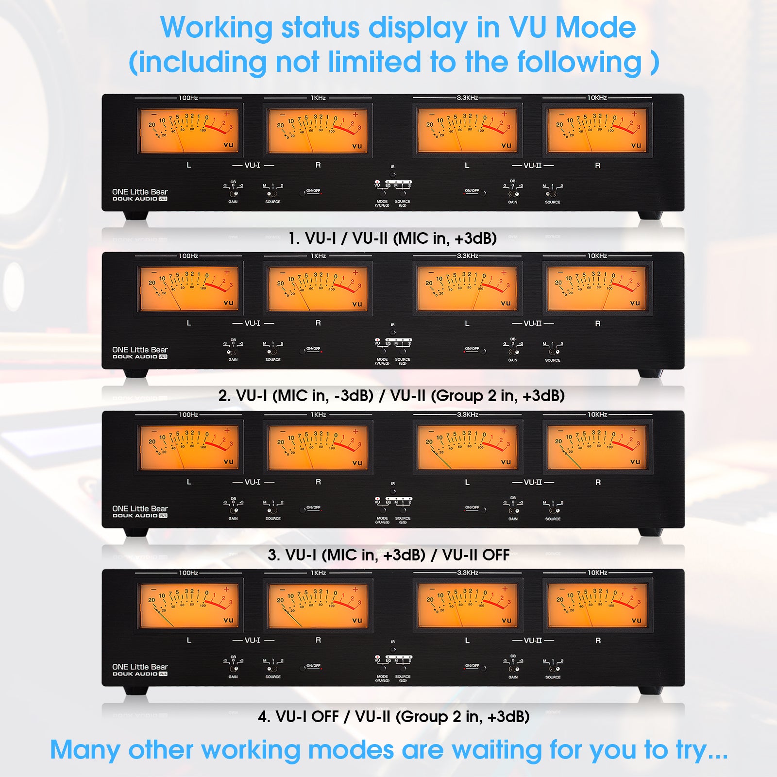Douk Audio VU4 Analog VU Meter RCA/XLR Switcher Box MIC Sound Level DB Panel Display Stereo Audio Adapter