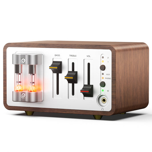 Douk Audio T12 HiFi Tube Phono Preamp for MM/MC Turntables, Headphone Amp with VU Meter