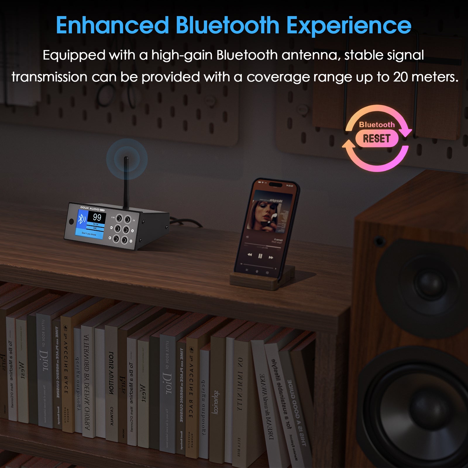 Douk Audio B1FM Mini HiFi Stereo Bluetooth 5.1 Receiver DAC Home Audio Music Player FM Radio