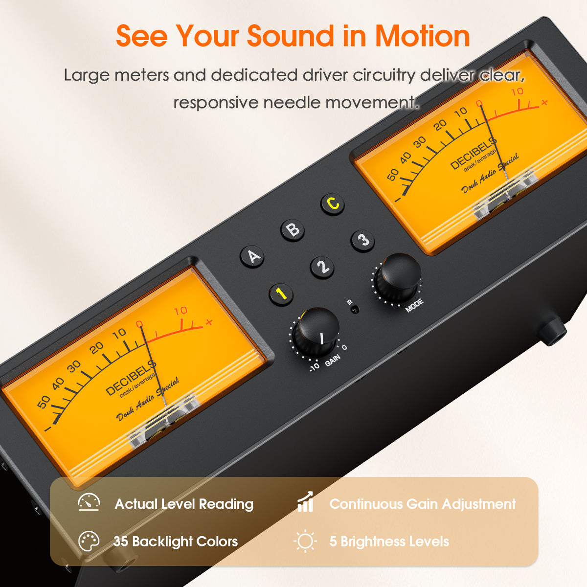 [Pre-Sale]Douk Audio MC303 3-In 3-Out XLR Audio Switcher with Actual Level VU Meter