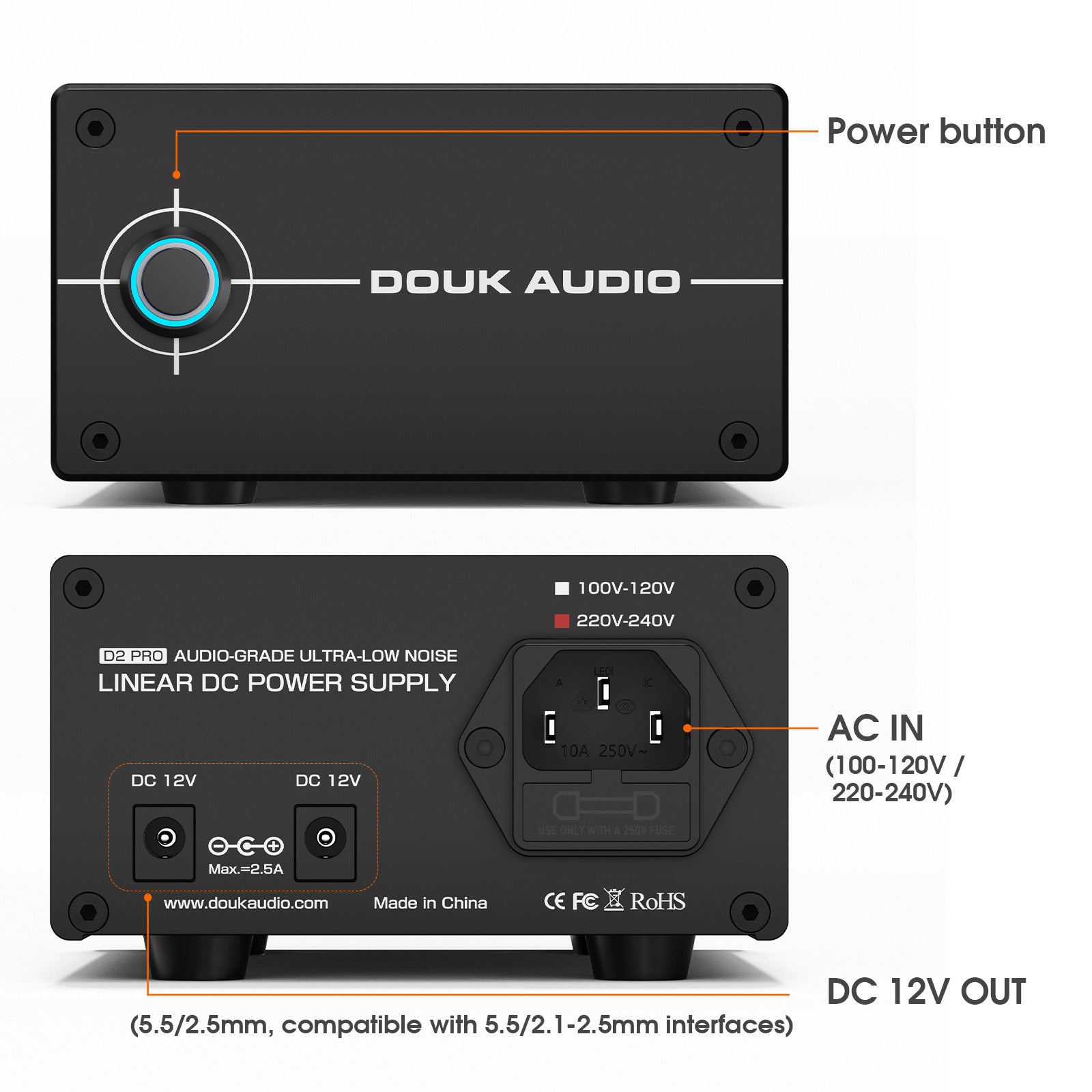Douk Audio D2-PRO 35W Linear Power Supply with Dual DC 12V OUT