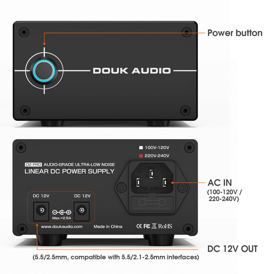 Douk Audio D2-PRO 35W Linear Power Supply with Dual DC 12V OUT