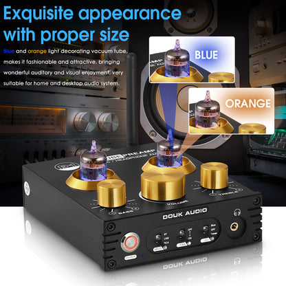 Douk Audio P1 HiFi Bluetooth 5.0 Vacuum Tube Preamp USB DAC Stereo Headphone Amplifier APTX-HD