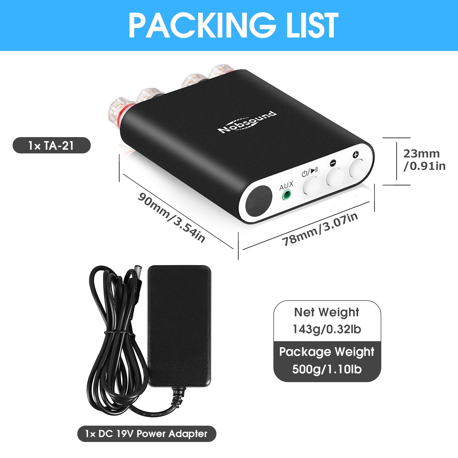 Nobsound TA-21 Mini Bluetooth 5.0 DSP Digital Amplifier TPA3221 Stereo Audio Amp Receiver