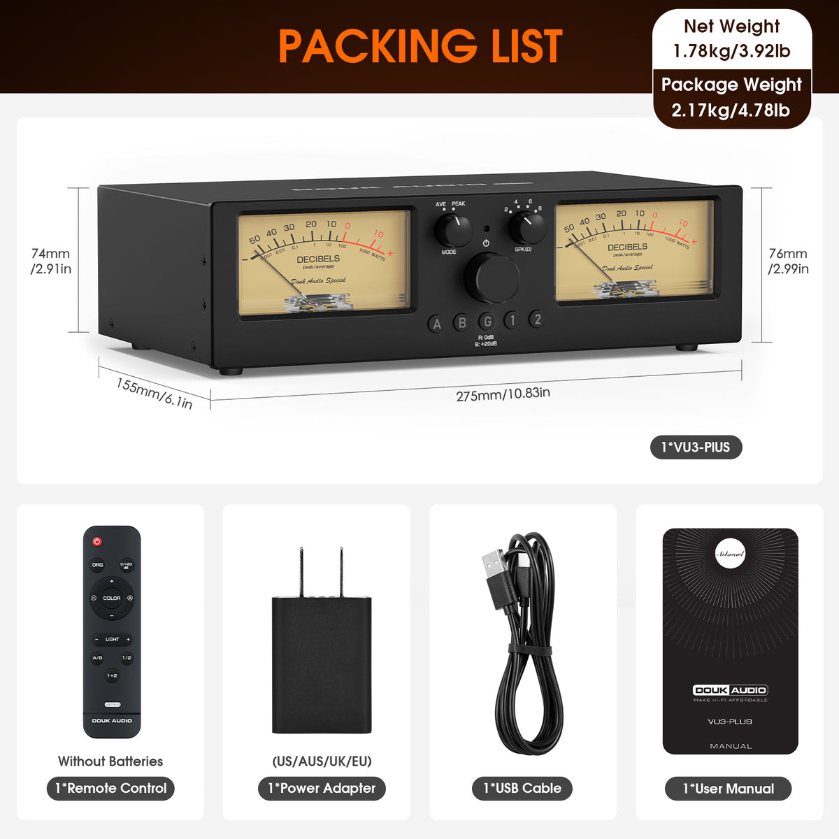 [Pre-Sale] Douk Audio VU3-PLUS：2‑Way Amplifier/Speaker Selector with Accurate Power VU Meter