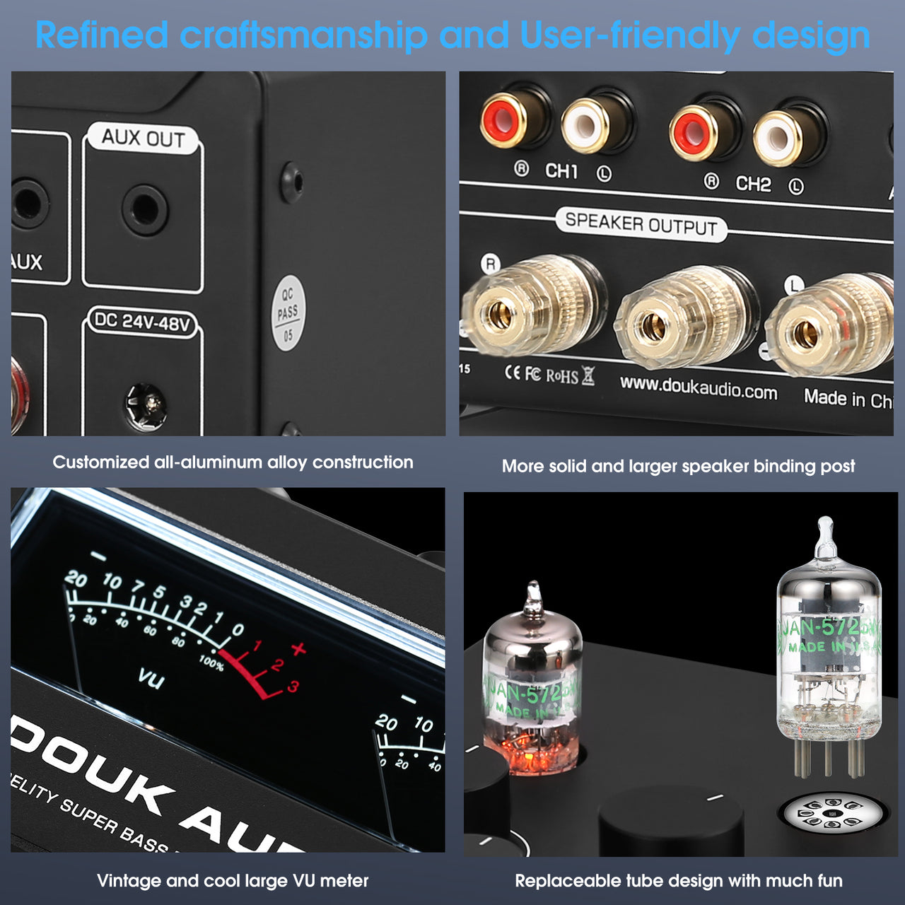 Douk Audio T6PRO HIFI TPA3255 Bluetooth Tube Amplifier with VU Meter 3