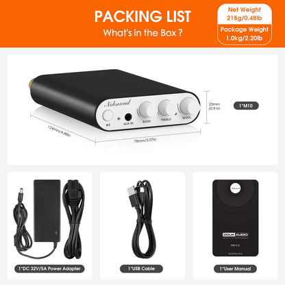 Nobsound M10 Mini TPA3255 Digital Amplifier with Bluetooth/USB Input