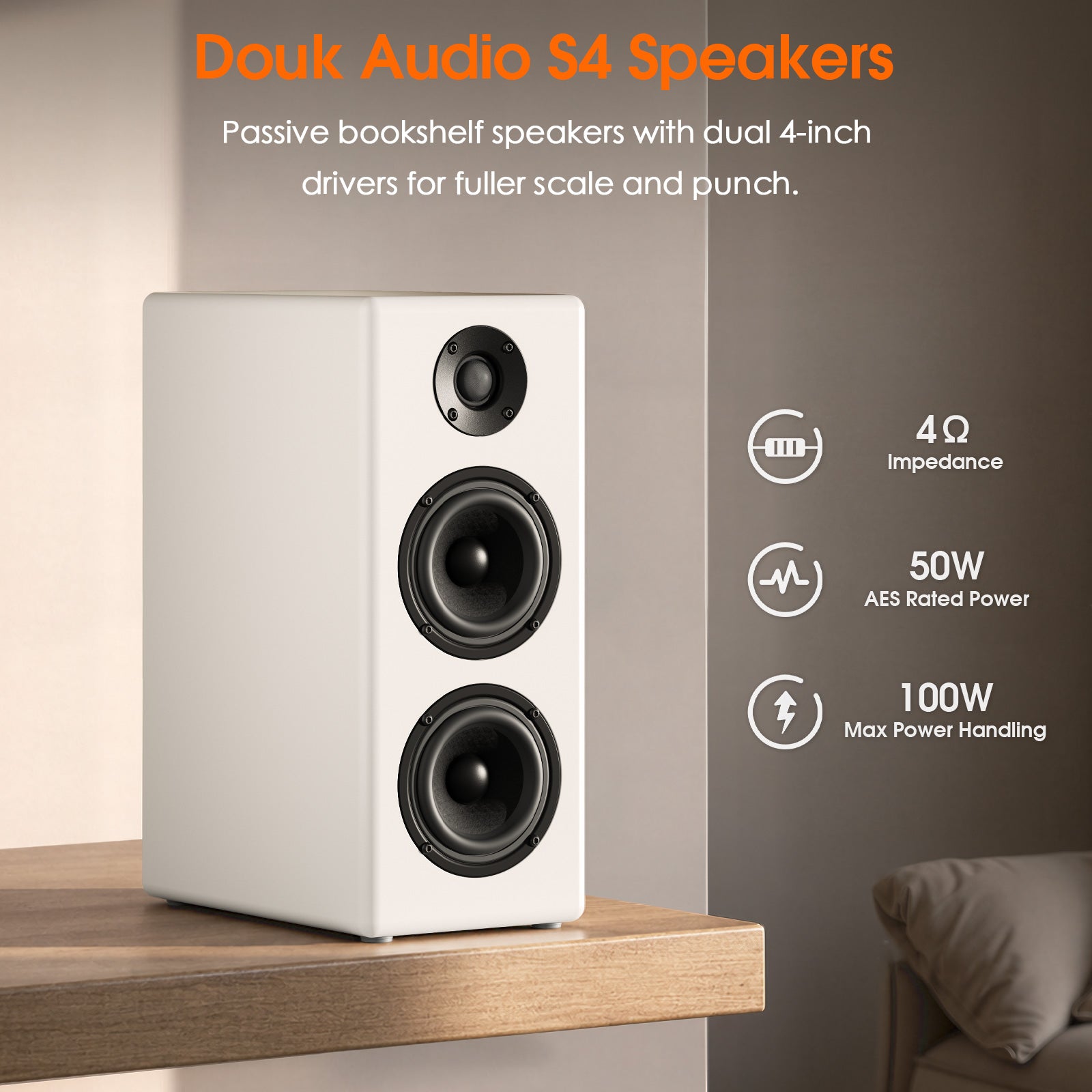 [Pre-Sale] Douk Audio S4 Dual 4-Inch 2-Way Passive Bookshelf Speakers