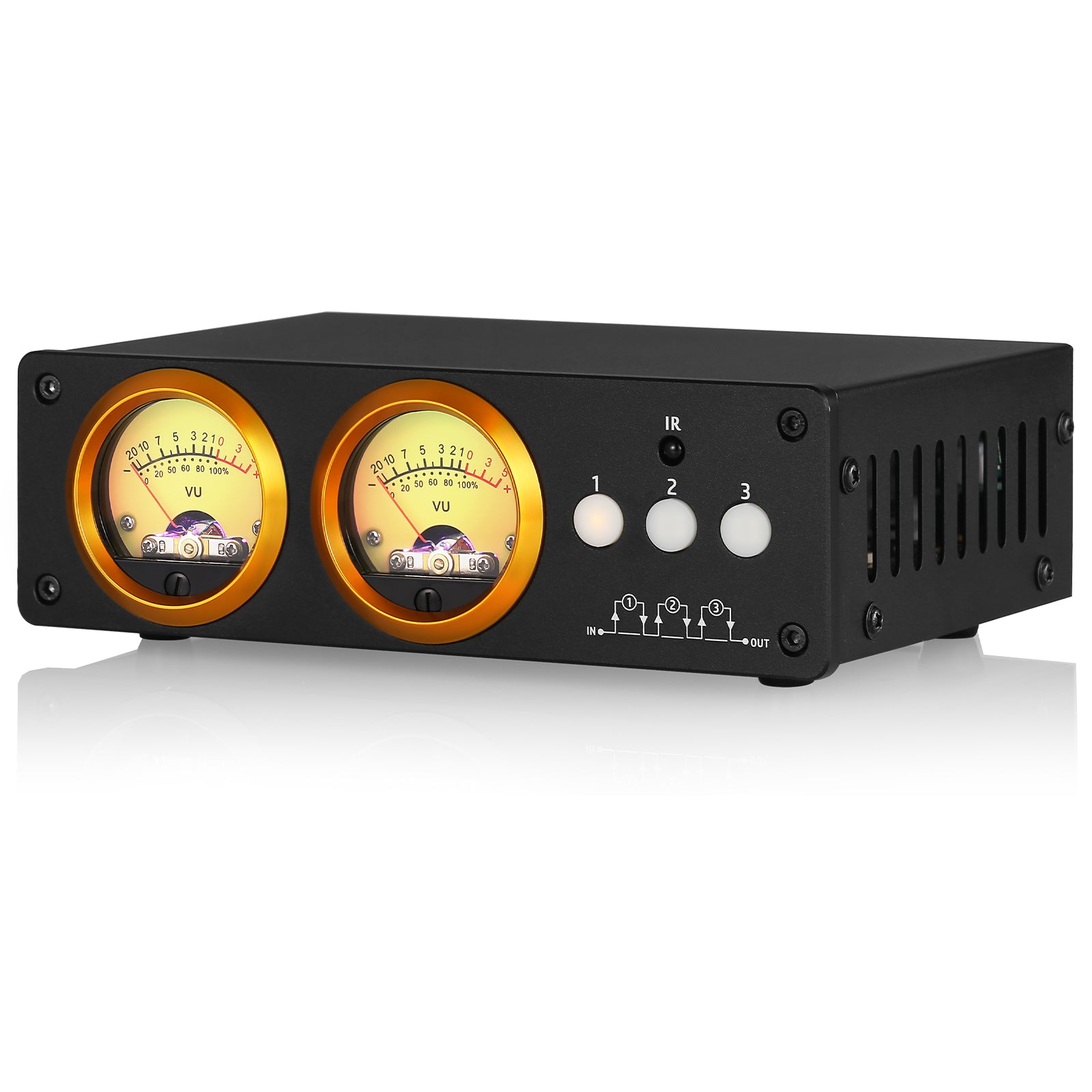 Douk Audio L3 3 Channel Stereo Audio Loop Switcher with VU Meter RCA Selector BOX
