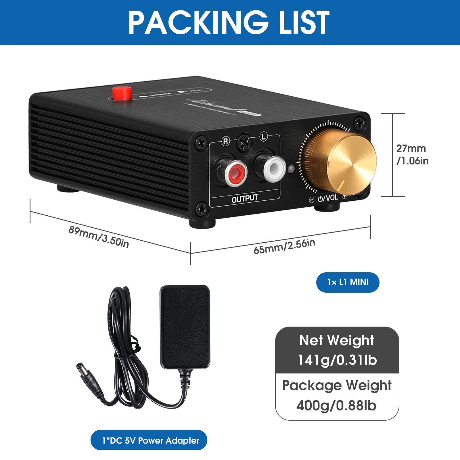 Douk Audio L1MINI 迷你立体声线路电平增强放大器音频前置放大器 20dB 增益 + 音量控制