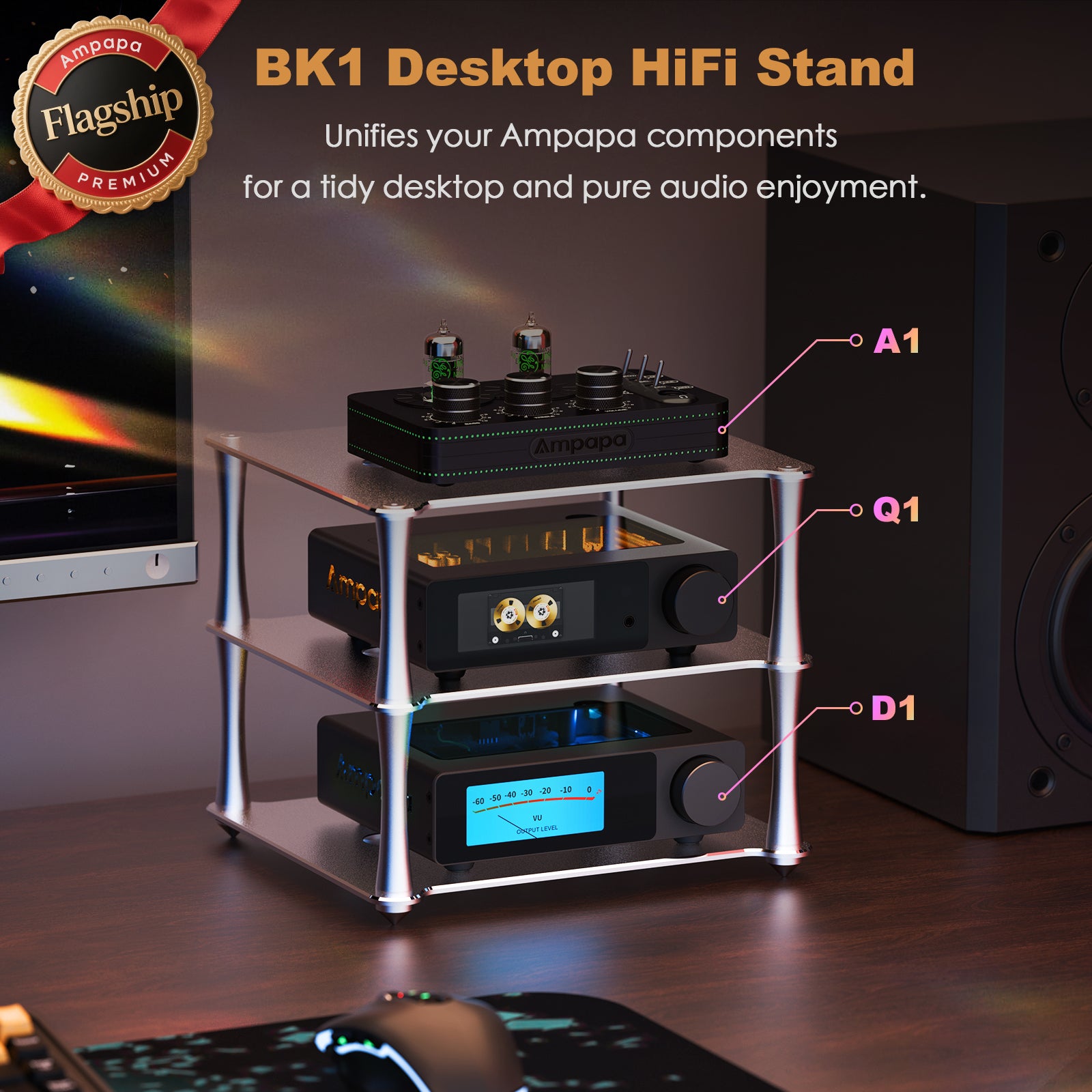 Ampapa BK1 Aluminum Desktop HiFi Stand for A1/D1/Q1