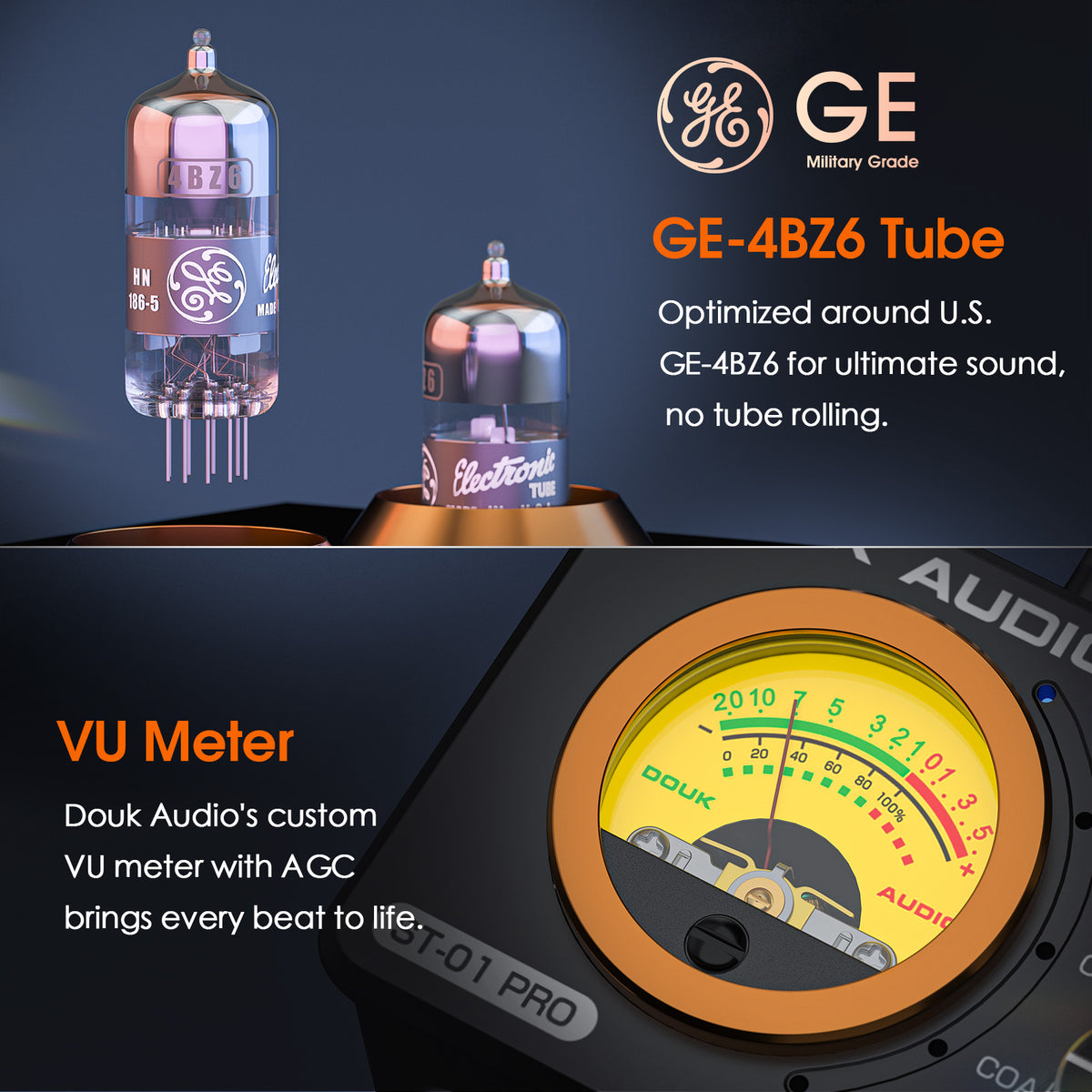 Douk Audio ST-01 PRO HiFi Bluetooth 5.0 Tube Amplifier USB DAC COAX/OPT Digital Audio Amp w/VU Meter