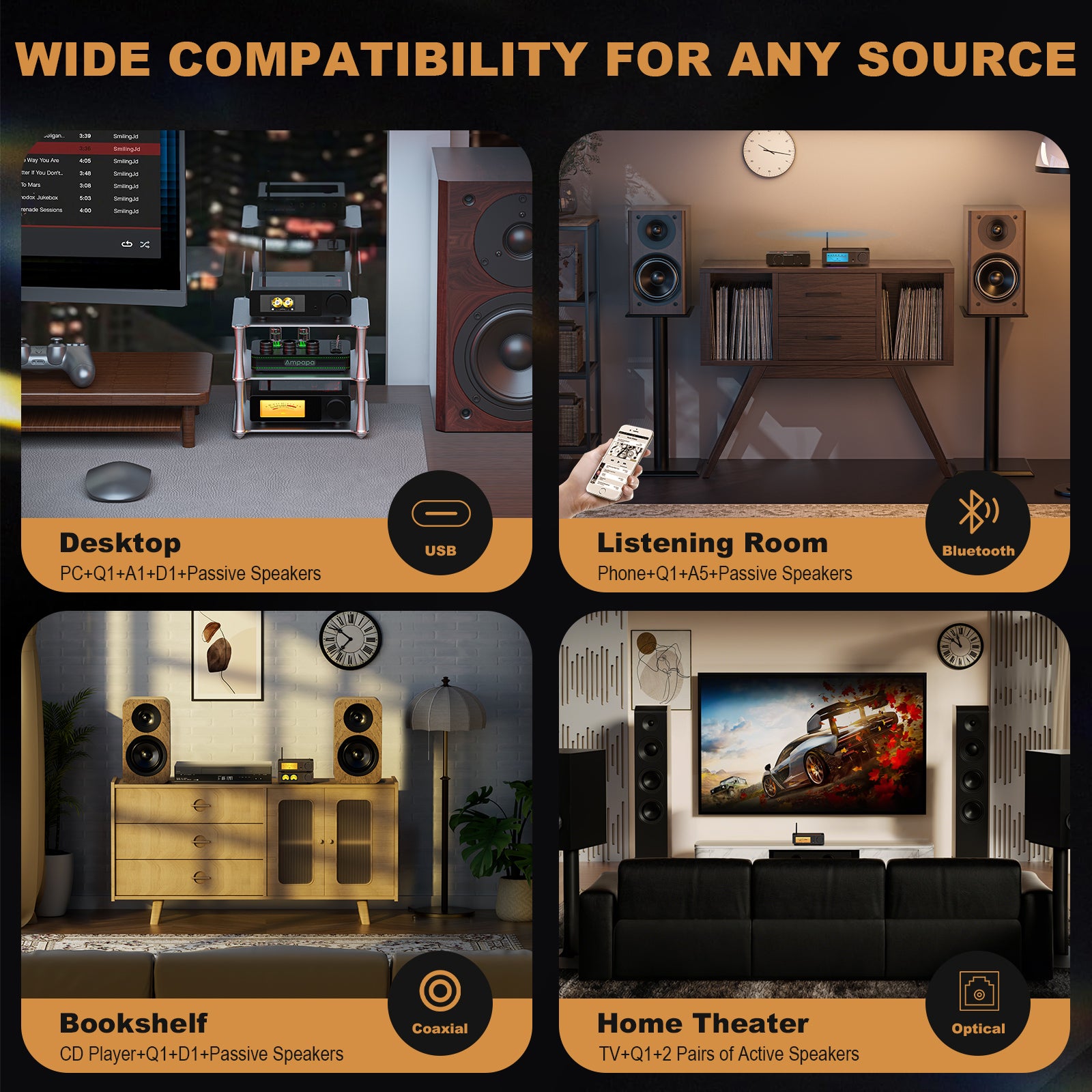 Ampapa Q1 HIFI ESS9039+AK4493 HIFI Desktop DAC [Based on DAC-Q11]