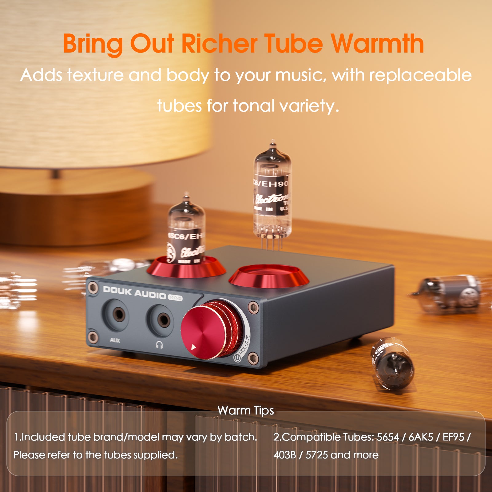 Douk Audio T4 PRO Mini GE5654 Vakuumröhren-Phono-Vorverstärker, Heim-Stereo-Audio-Vorverstärker, Kopfhörerverstärker 