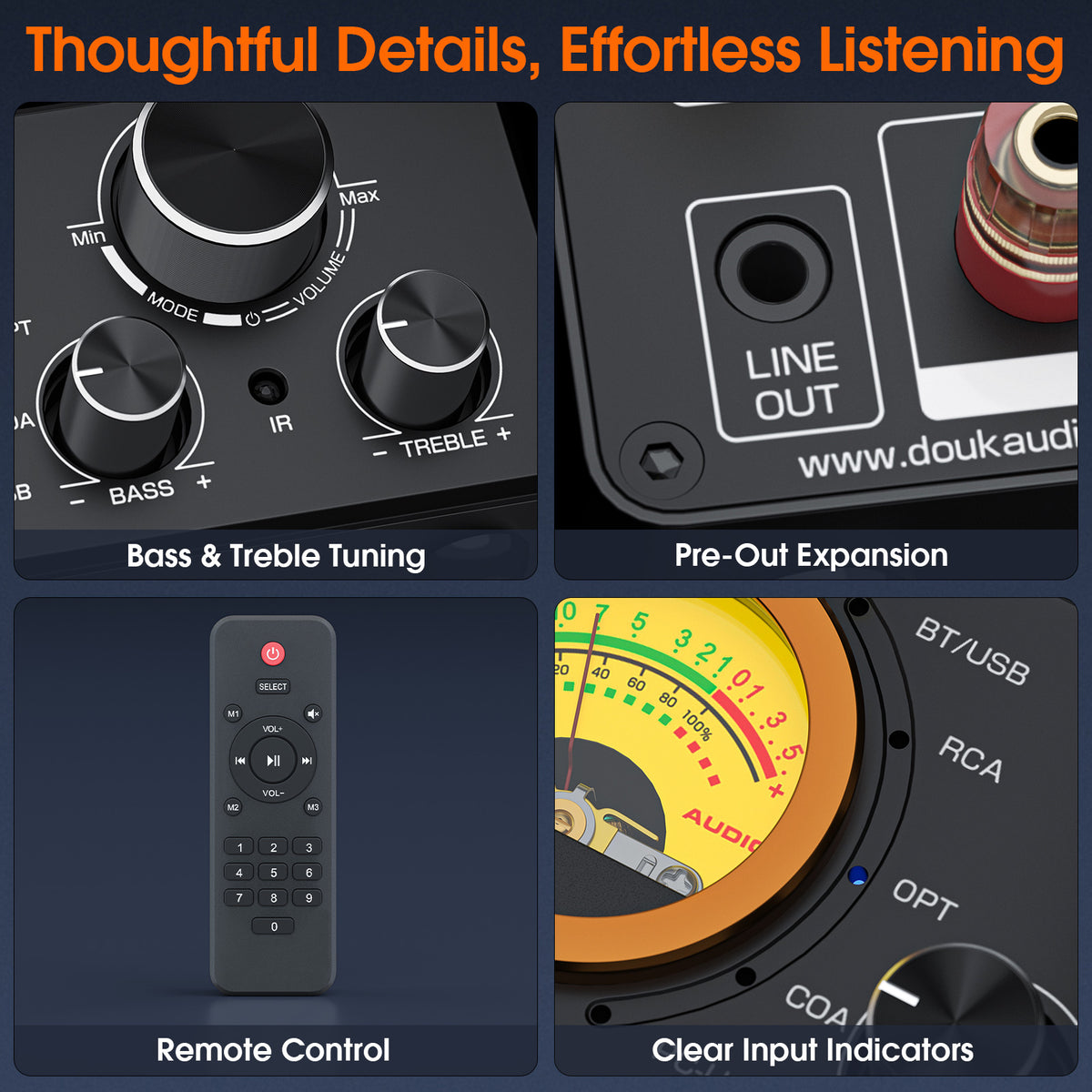 Douk Audio ST-01 PRO HiFi Bluetooth 5.0 Tube Amplifier USB DAC COAX/OPT Digital Audio Amp w/VU Meter