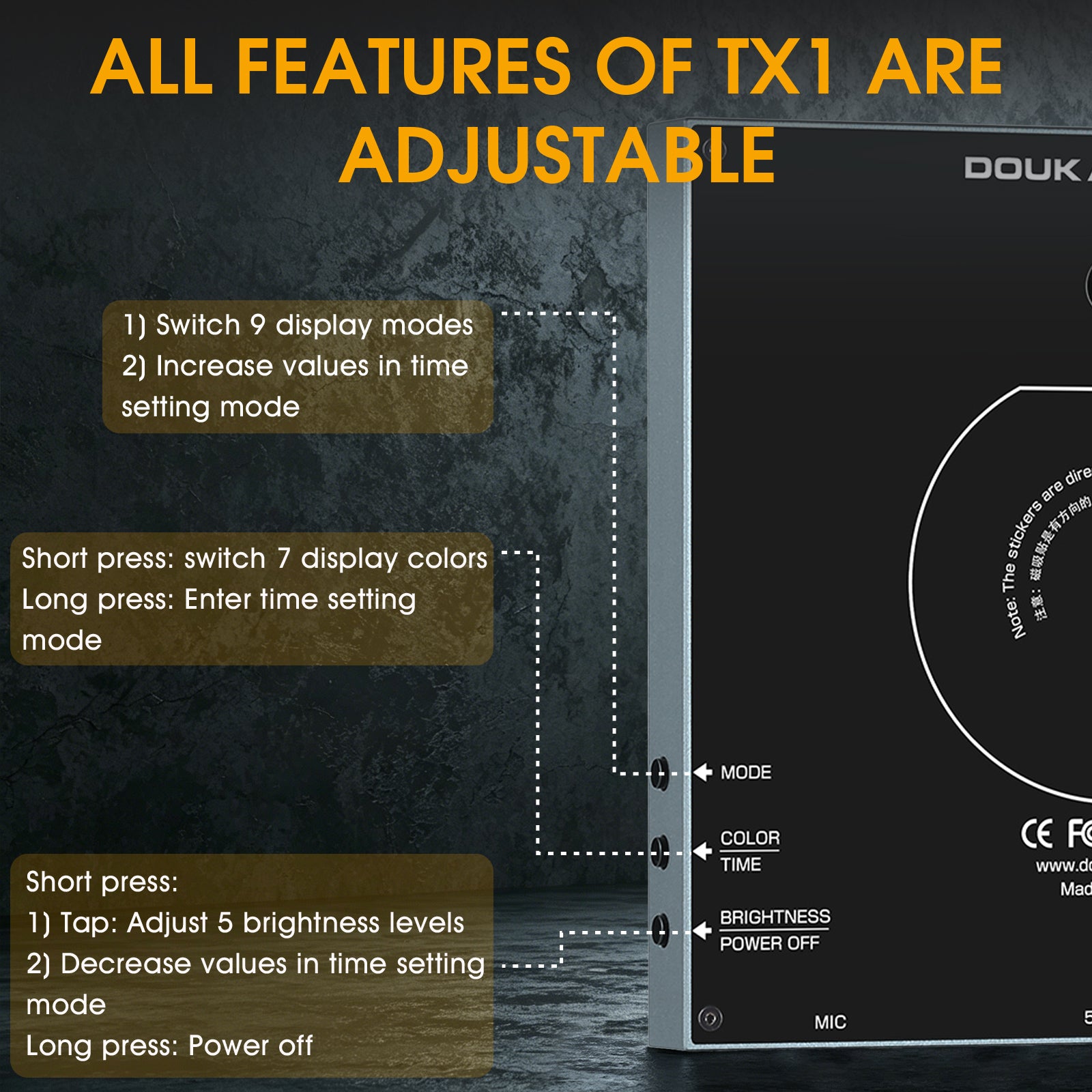 Douk Audio TX1 Word Clock with 9 Display Modes, Music Spectrum