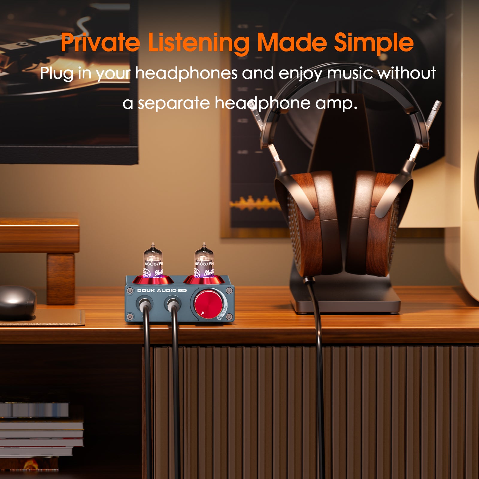 Douk Audio T4 PRO Mini GE5654 Vakuumröhren-Phono-Vorverstärker, Heim-Stereo-Audio-Vorverstärker, Kopfhörerverstärker 