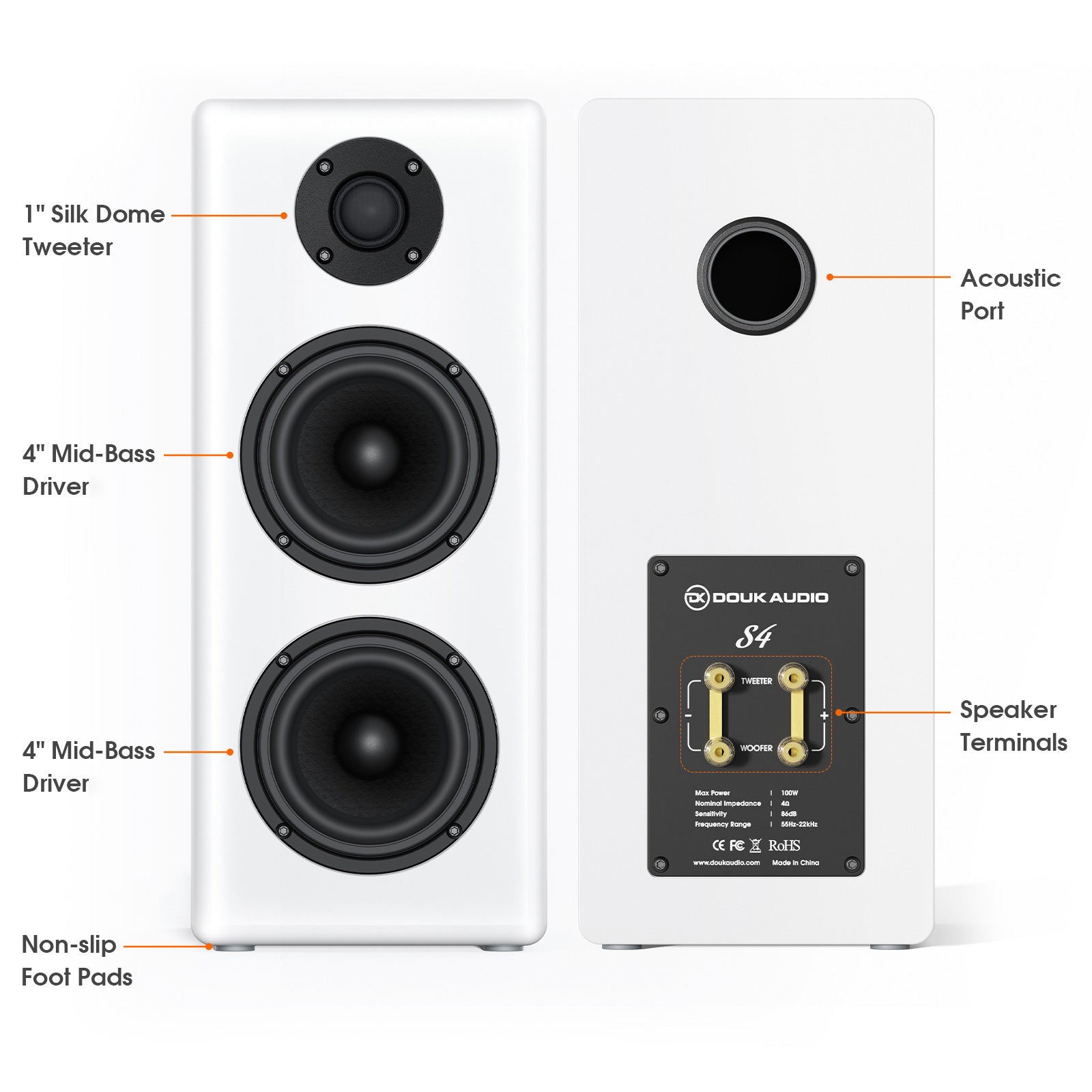 [Pre-Sale] Douk Audio S4 Dual 4-Inch 2-Way Passive Bookshelf Speakers