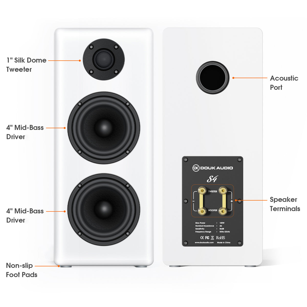 [Pre-Sale] Douk Audio S4 Dual 4-Inch 2-Way Passive Bookshelf Speakers