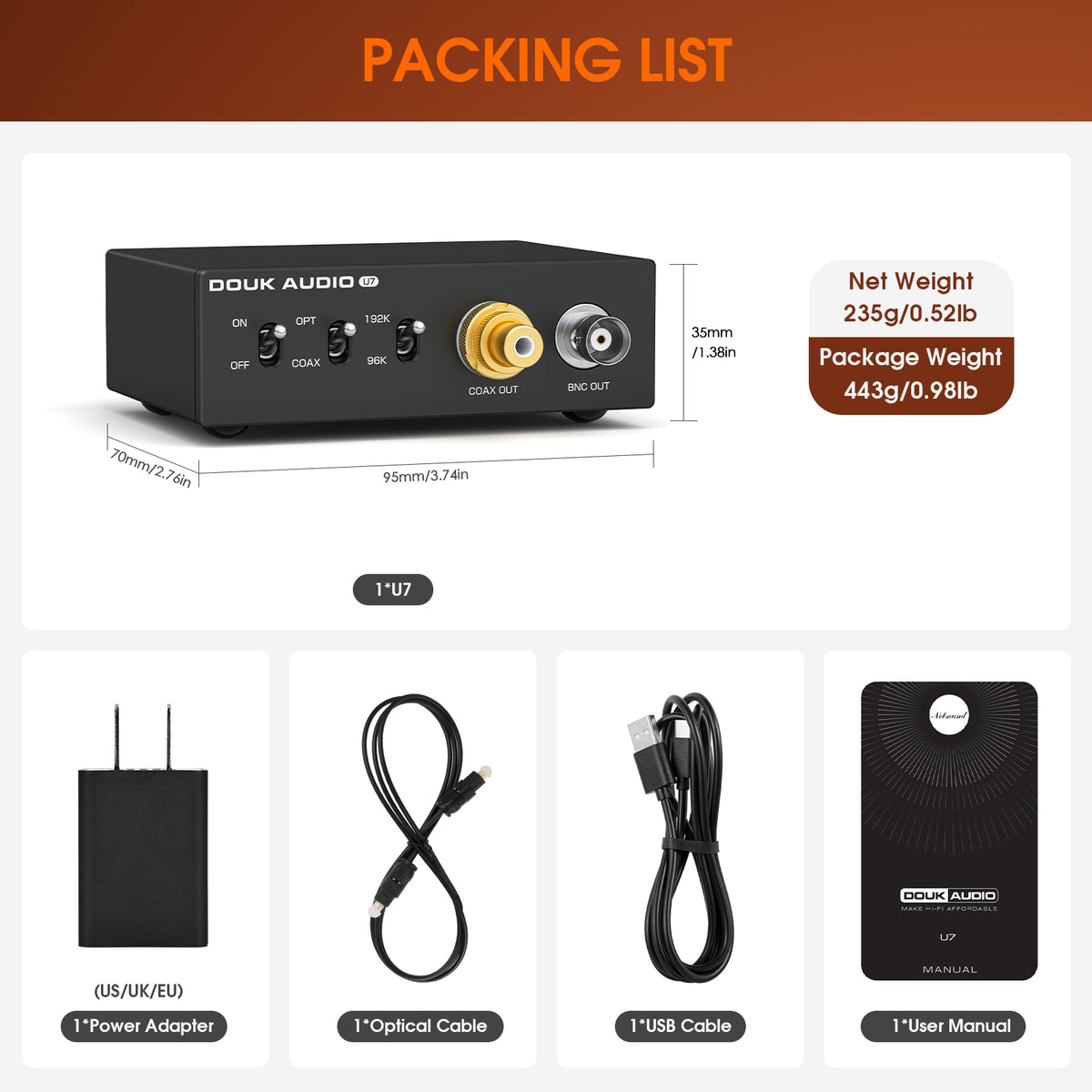 [Pre-Sale]Douk Audio U7 S/PDIF Reclocker with SRC4392 ASRC and Femto Clock 192kHz