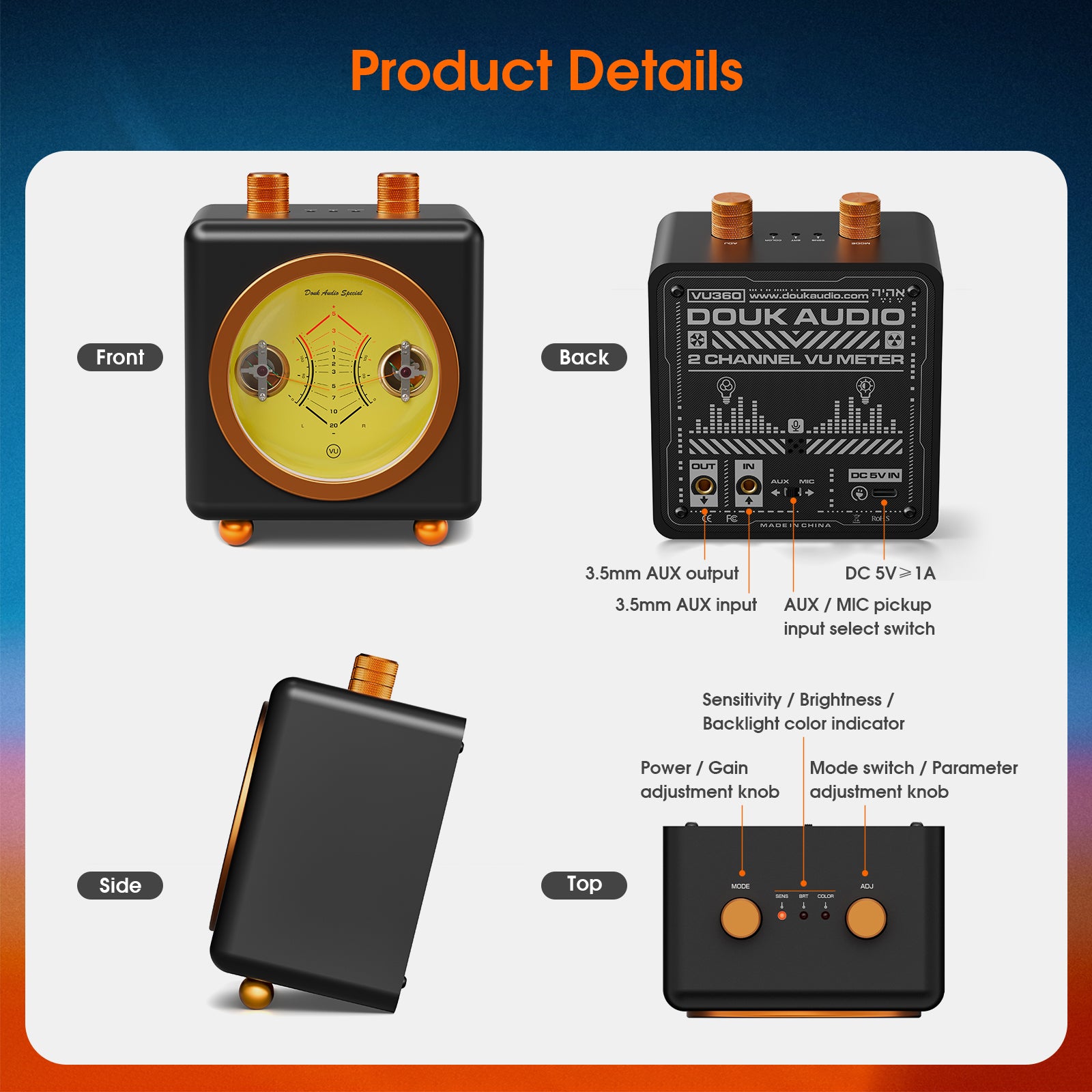 Douk Audio VU360 Special Analog VU Meter Music Spectrum Visualizer