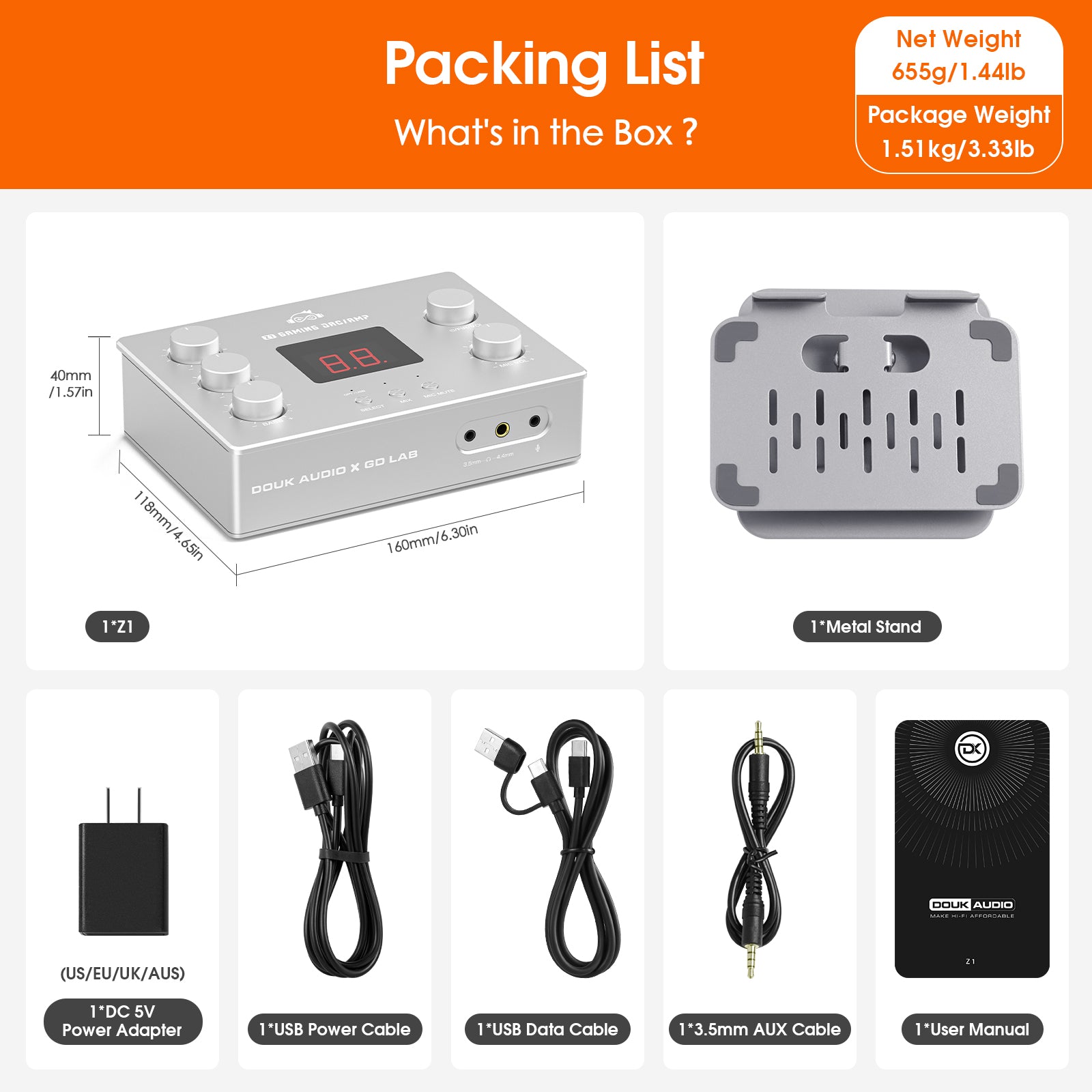 Douk Audio Z1 Gaming Headphone Amplifier with ESS9039 DAC Chip