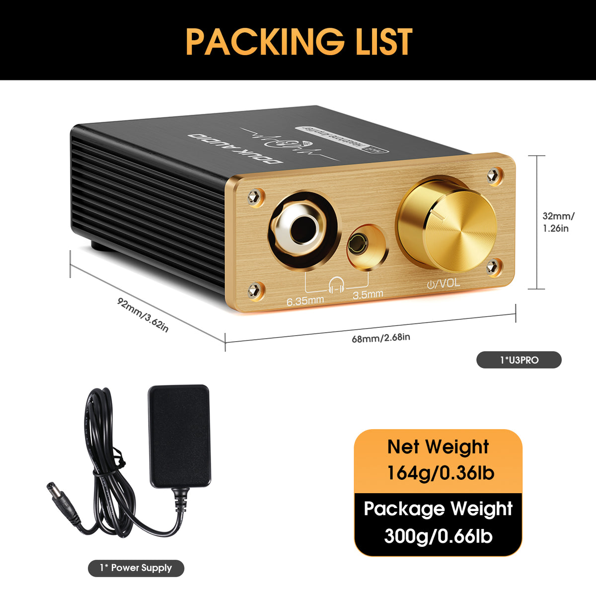 Douk Audio U3 PRO HiFi-Mini-Kopfhörerverstärker Klasse A Desktop-Verstärker für Headsets DC5V