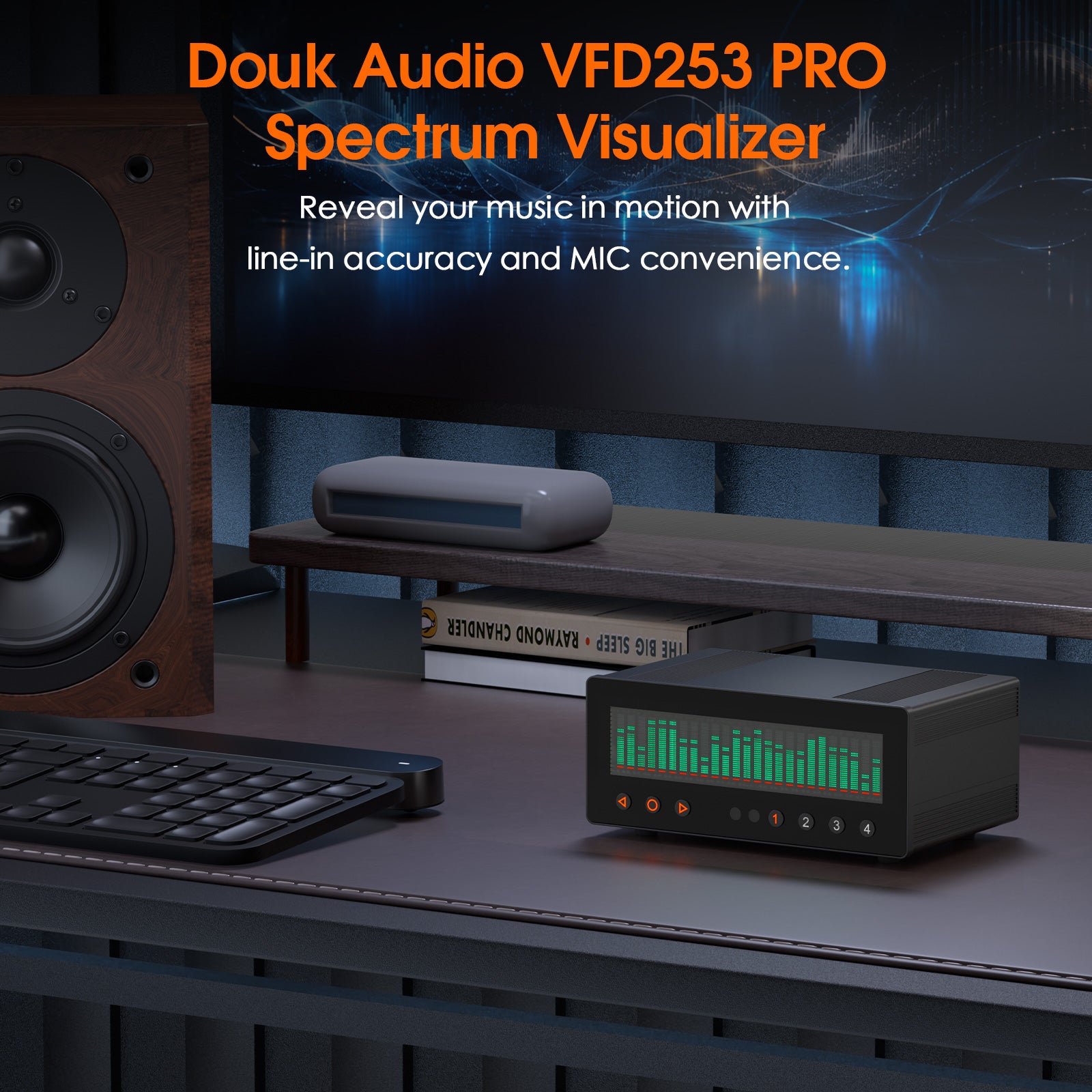 Douk Audio VFD253-PRO 4 Channel Audio Selector Music Spectrum Display