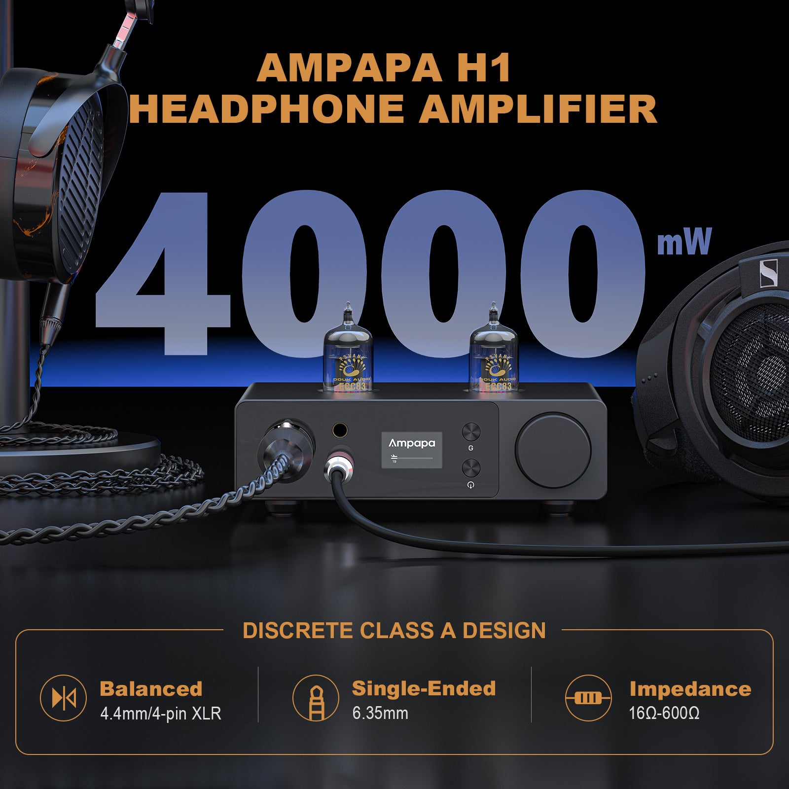 [Pre-Sale] Ampapa H1 Class A Headphone Amplifier 4000mW with TRS/RCA Preamp