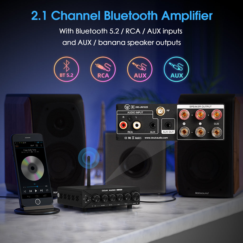 Douk Audio NS-14GRPO HiFi 2.1 Channel Bluetooth TPA3255 Douk Audio NS-14GRPO HiFi 2.1 Channel Bluetooth TPA3255