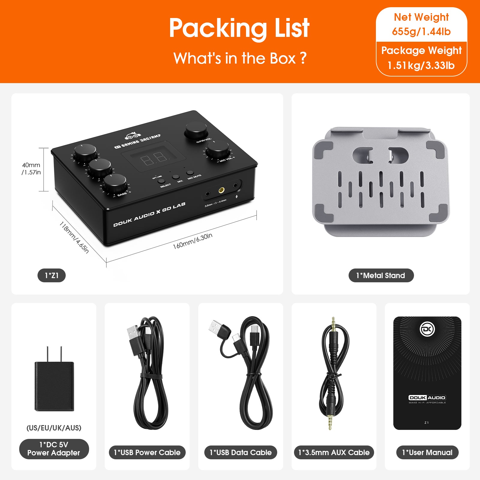 Douk Audio Z1 Gaming Headphone Amplifier with ESS9039 DAC Chip