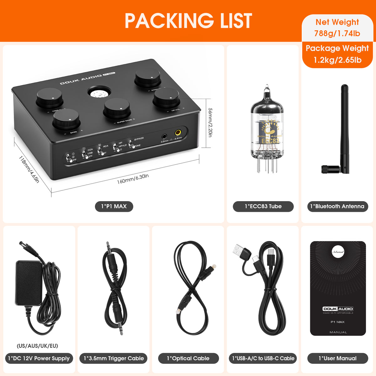 [Pre-Sale]Douk Audio P1 MAX HiFi Tube Preamp DAC Headphone Amplifier