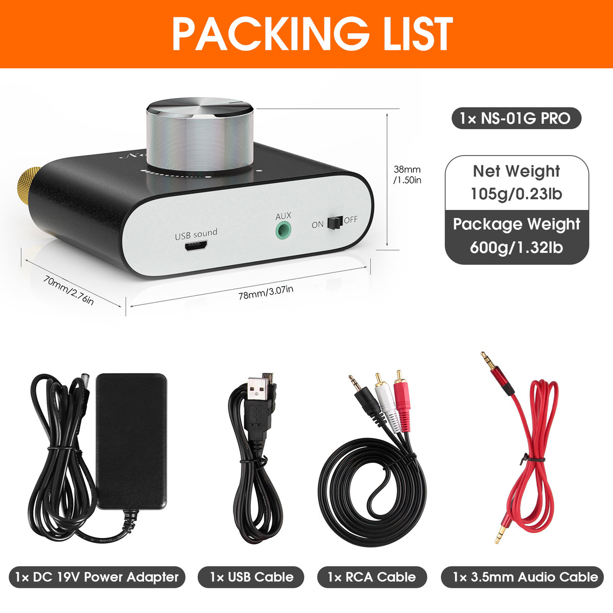 Nobsound NS-01G PRO Mini Bluetooth 5.0 Digital Amplifier USB Sound Car ...