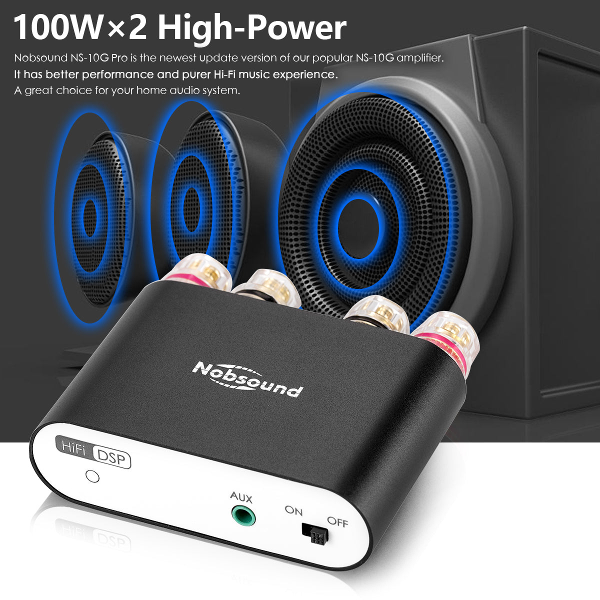 Nobsound NS-10G PRO Mini Bluetooth 5.0 Digital Amplifier DSP HiFi Stereo Audio Power Amp