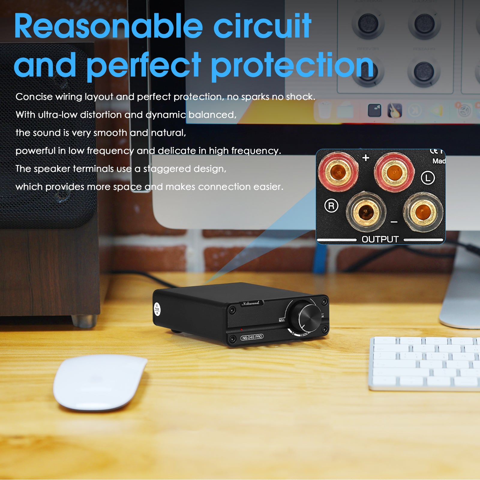 Nobsound NS-04G PRO HiFi 2.0 Channel Digital Amplifier Mini Home Stereo Audio Amp 100W×2