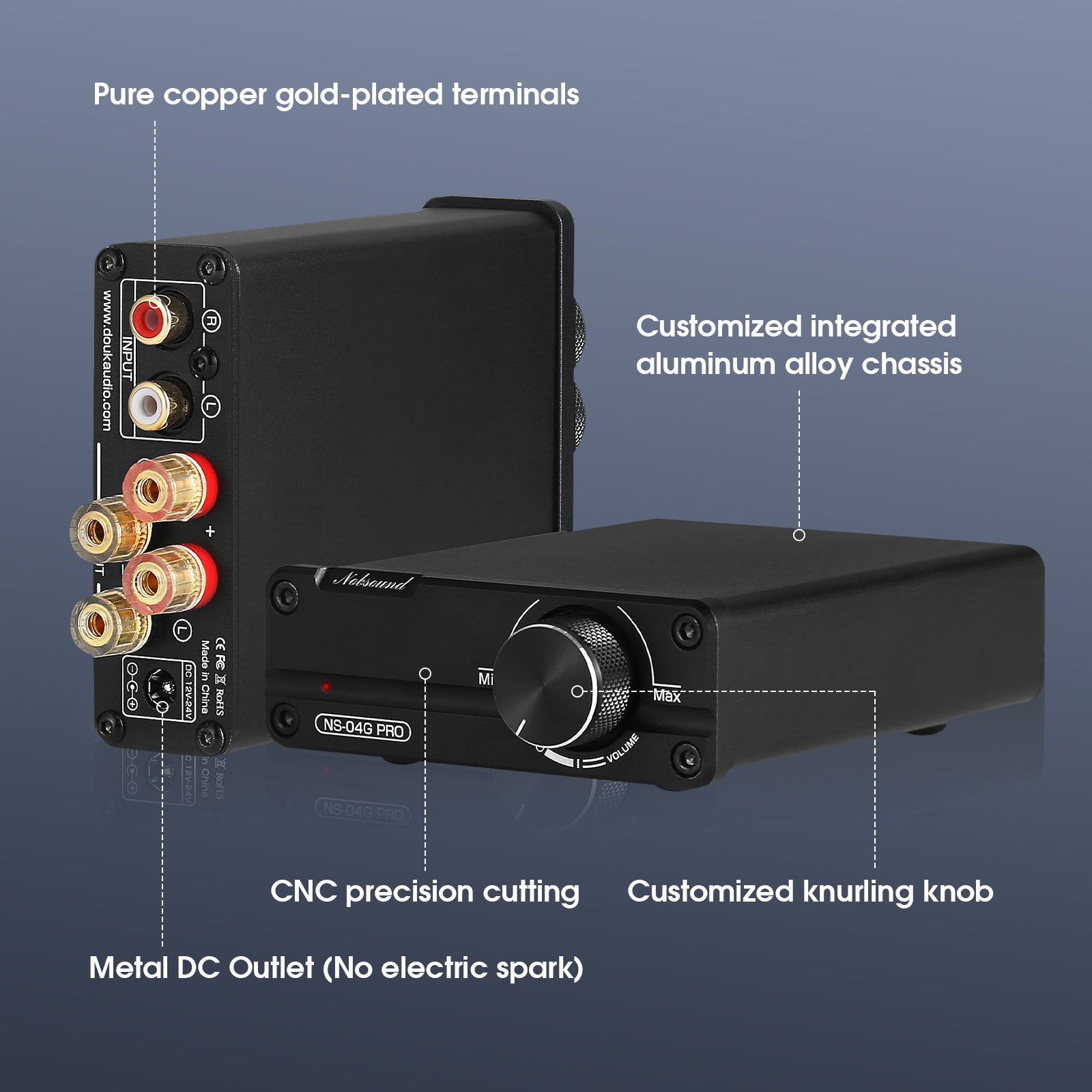 Nobsound NS-04G PRO HiFi 2.0 Channel Digital Amplifier Mini Home Stereo Audio Amp 100W×2