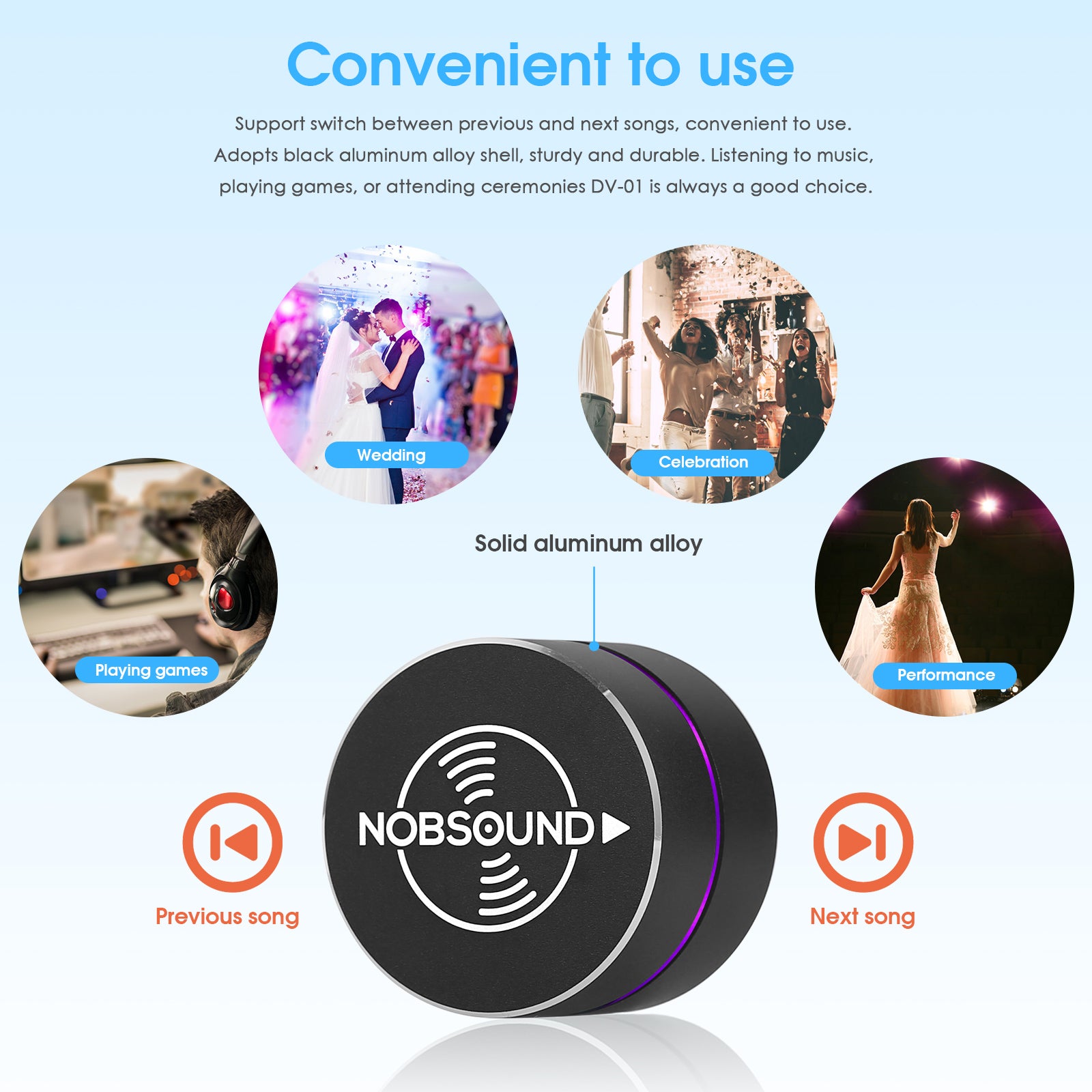 Nobsound MV-01/DV-01 Passive Volume Controller Knob for PC Amplifier Speaker Line Audio Adjuster BOX with LED Light