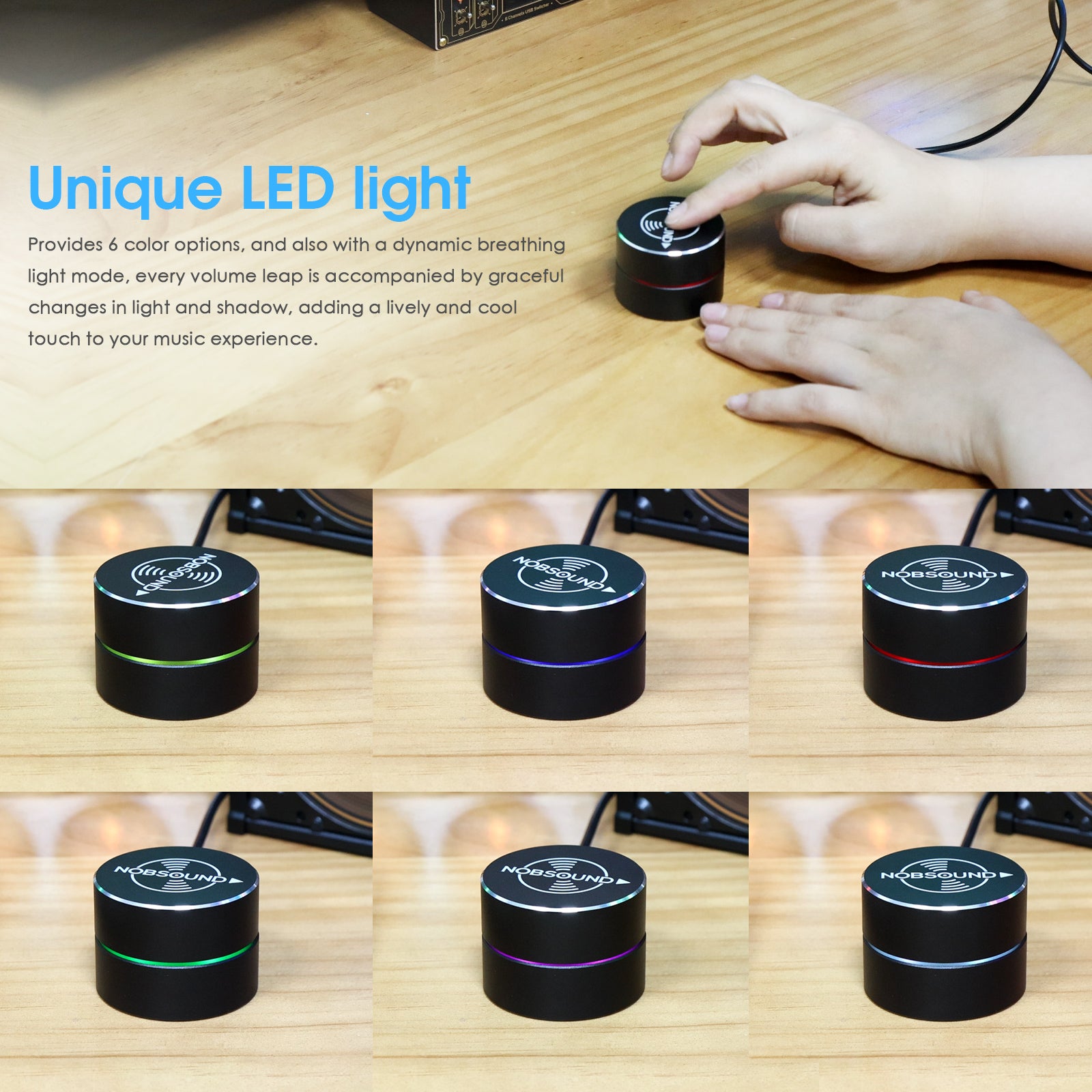 Nobsound MV-01/DV-01 Passive Volume Controller Knob for PC Amplifier Speaker Line Audio Adjuster BOX with LED Light